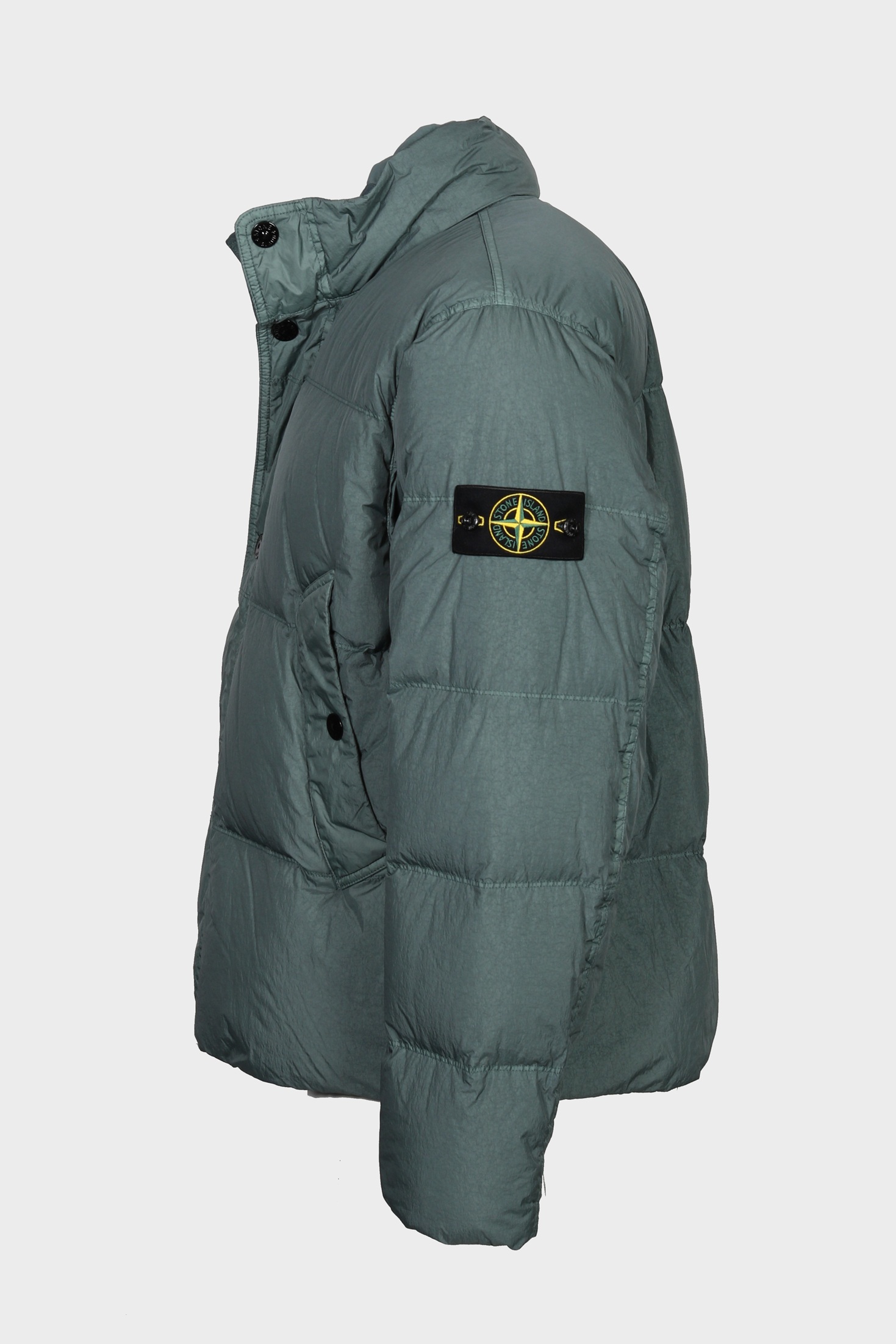 STONE ISLAND Garment Dyed Crincle Reps Down Jacket in Sage Green