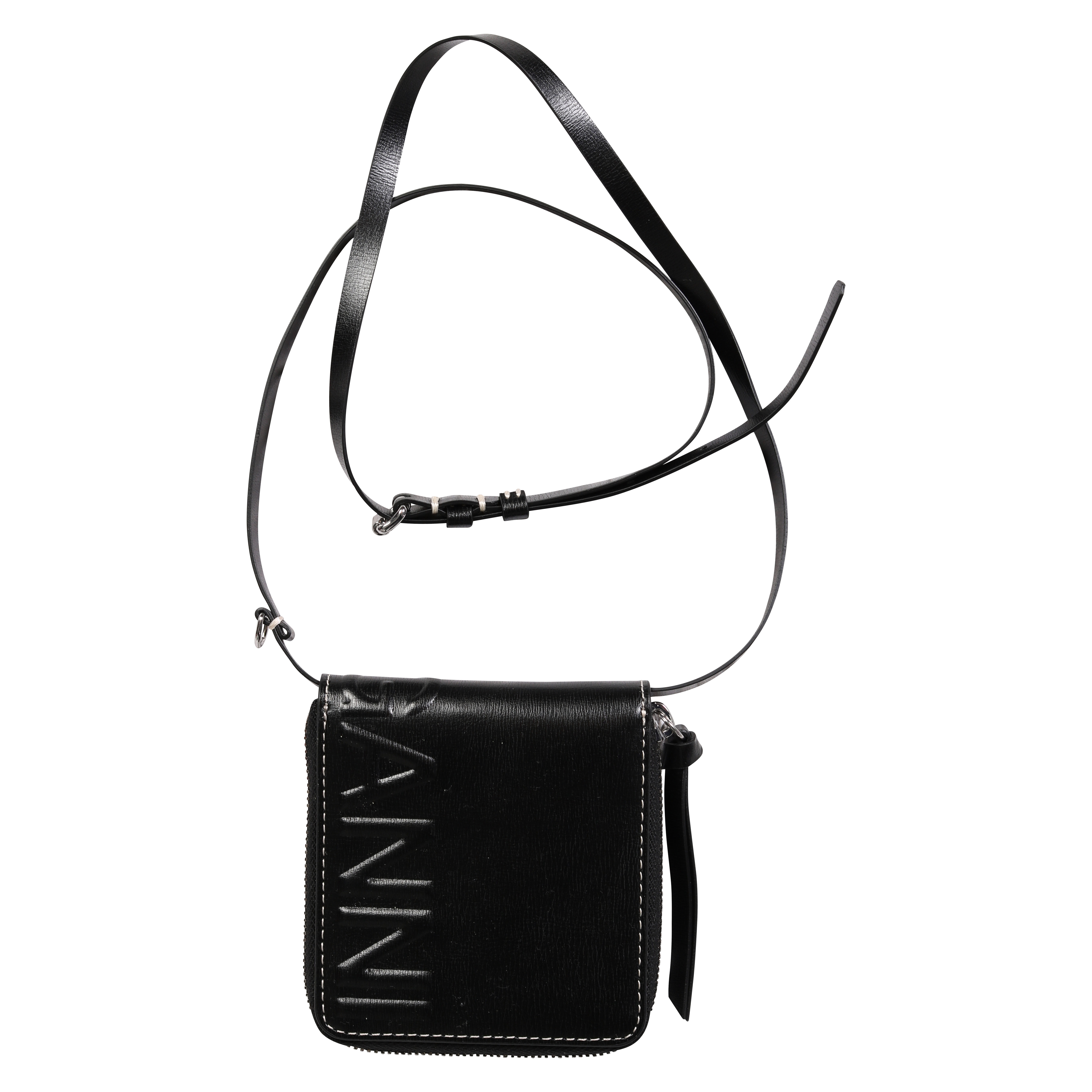 Ganni Recycled Compact Zip Around Wallet in Black