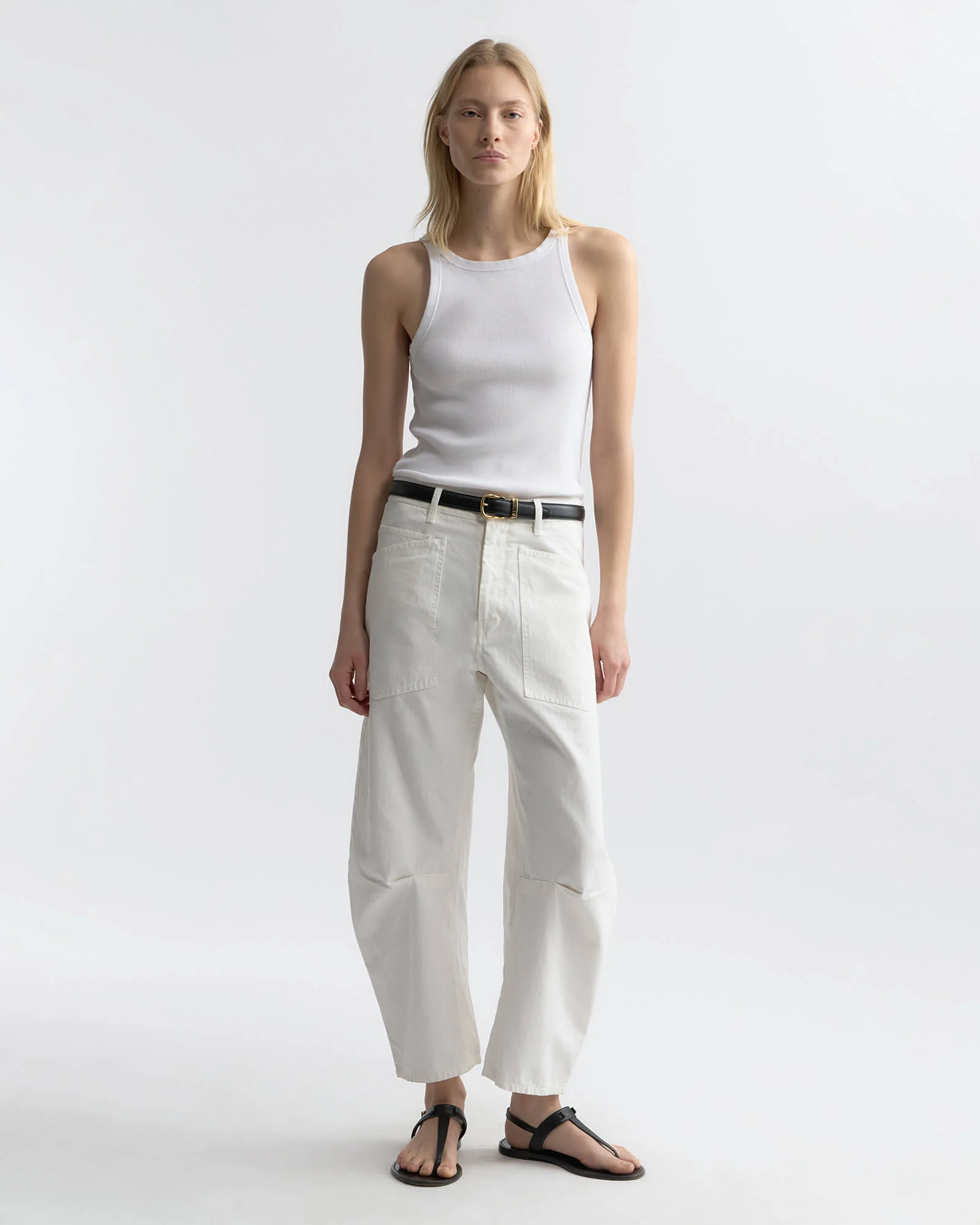 NILI LOTAN Shon Herringbone Pant in Vintage Cream