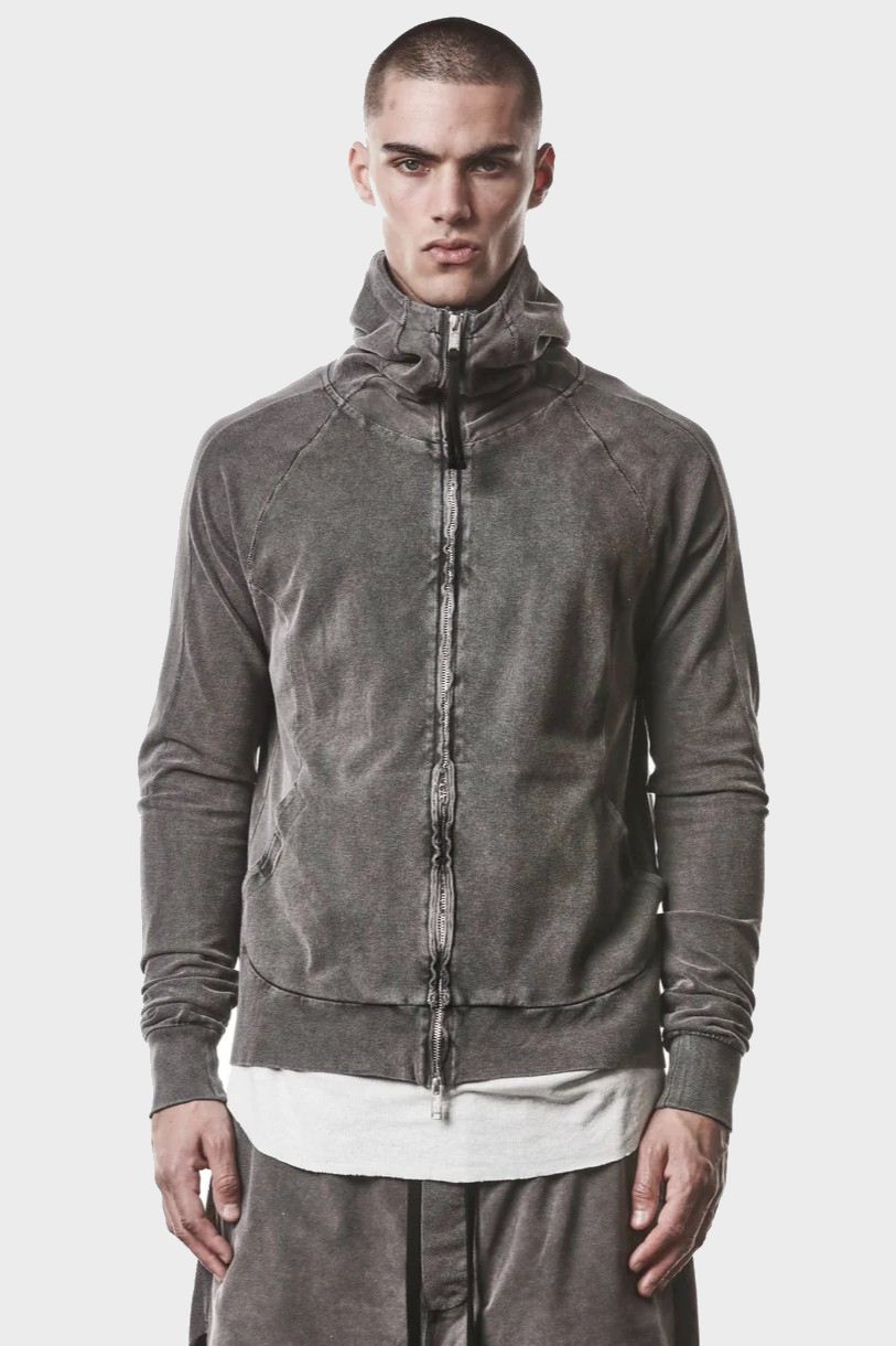 THOM KROM Zip Hoodie in Dark Used Grey
