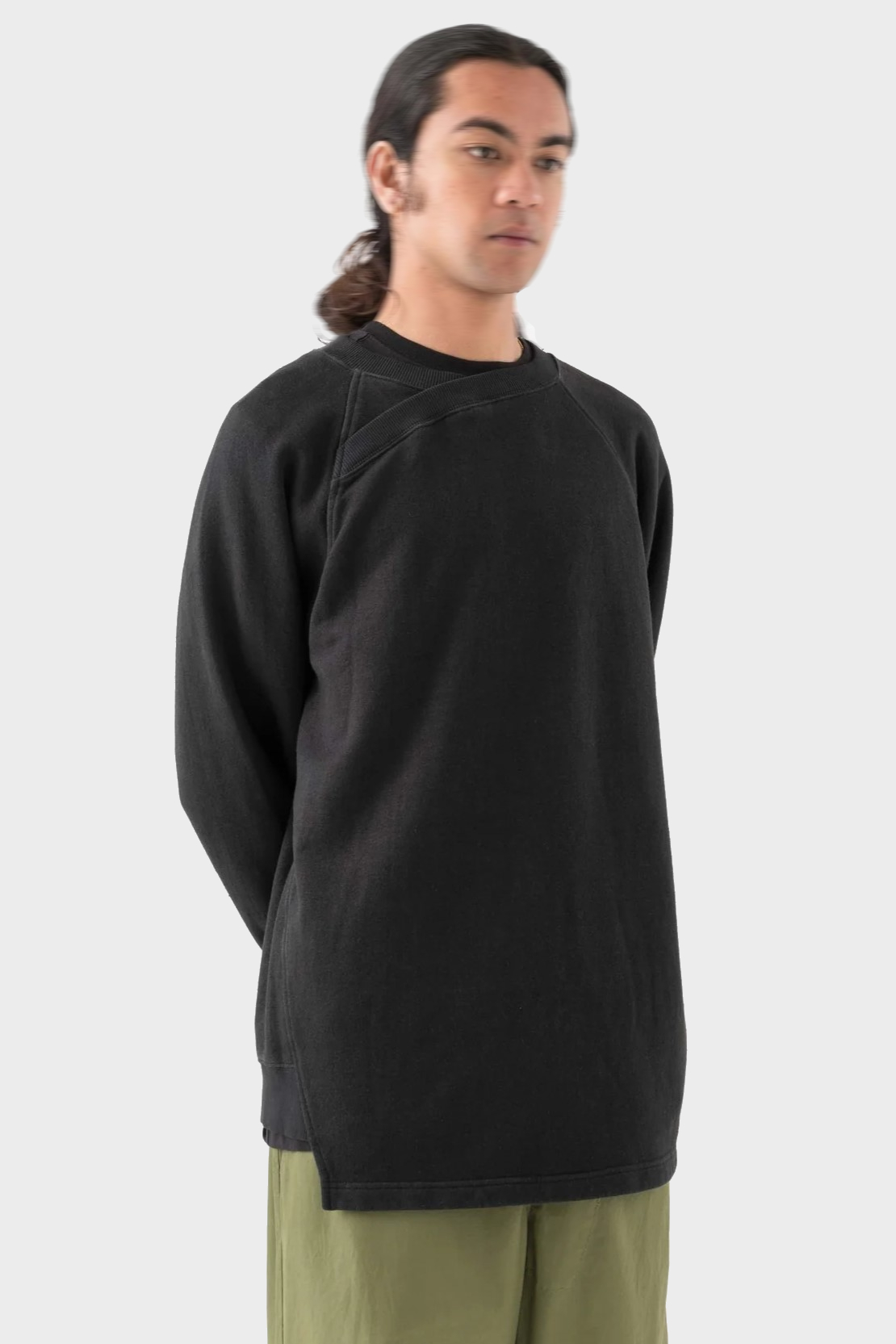 MAHARISHI 6002 Asym Monk Organic Hemp Sweatshirt in Black XXL