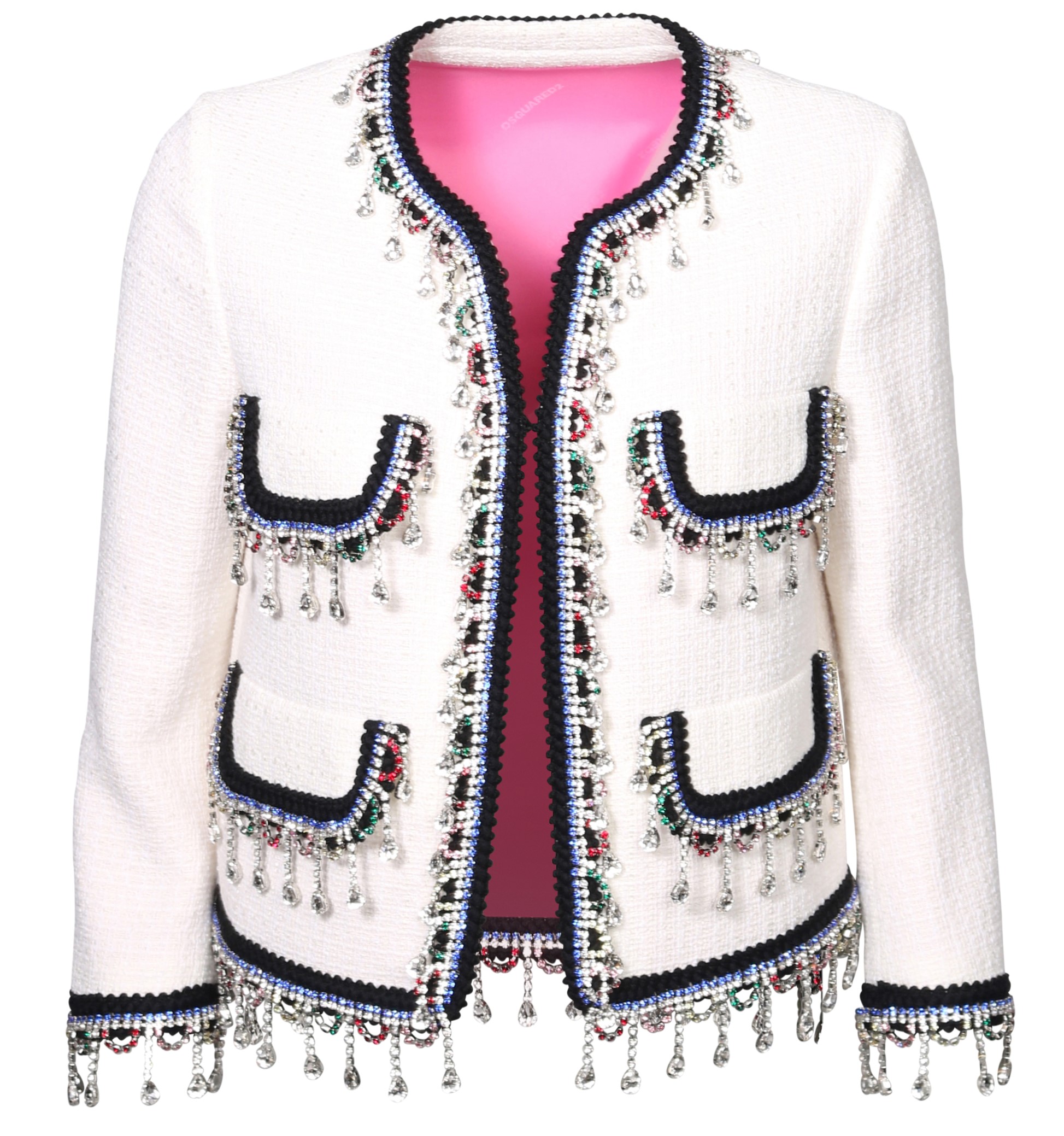 DSQUARED2 24 Chic Bouclé Jacket in White IT42 / DE36