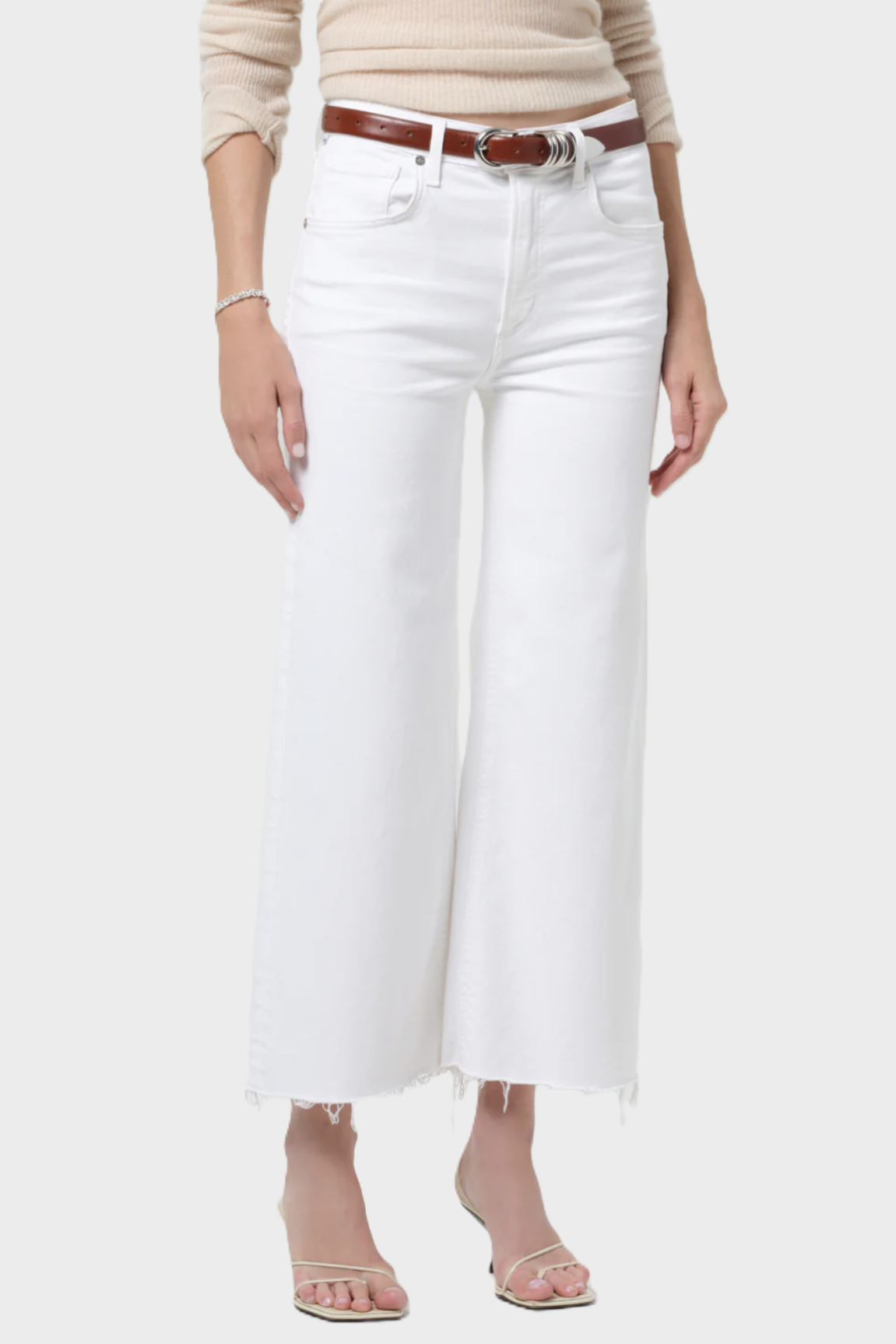 CITIZENS OF HUMANITY Lyra Wide Leg Crop Jeans in Soft White