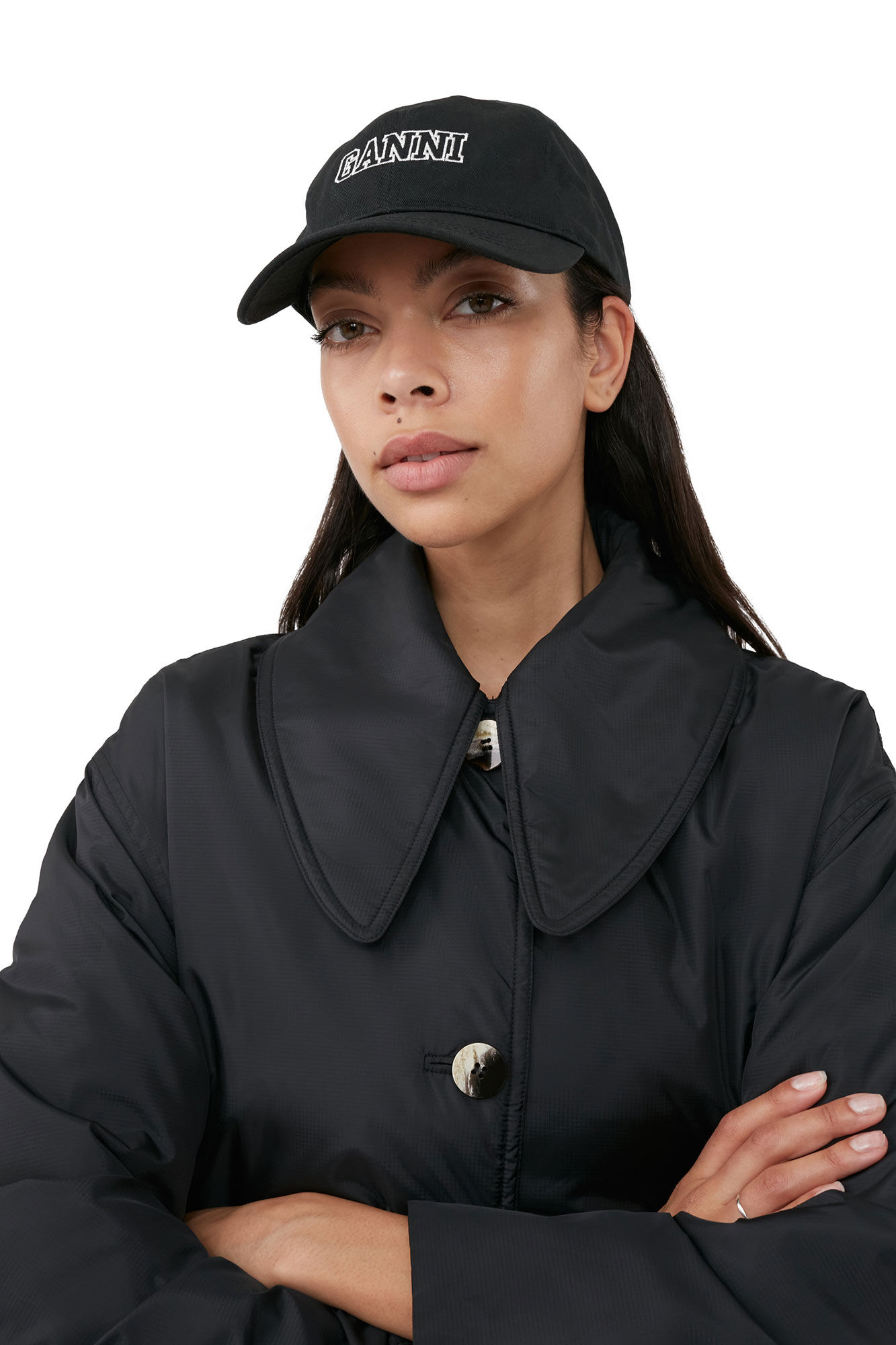 GANNI Cap in Black