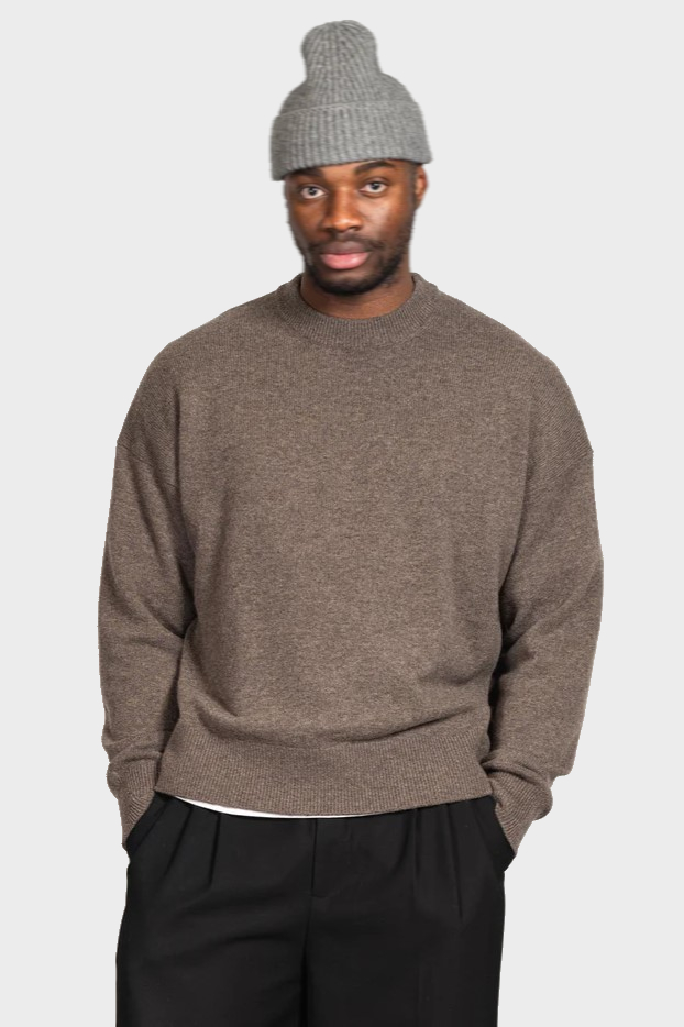 YACAIA Wool/Cashmere Sweater in Brown Melange