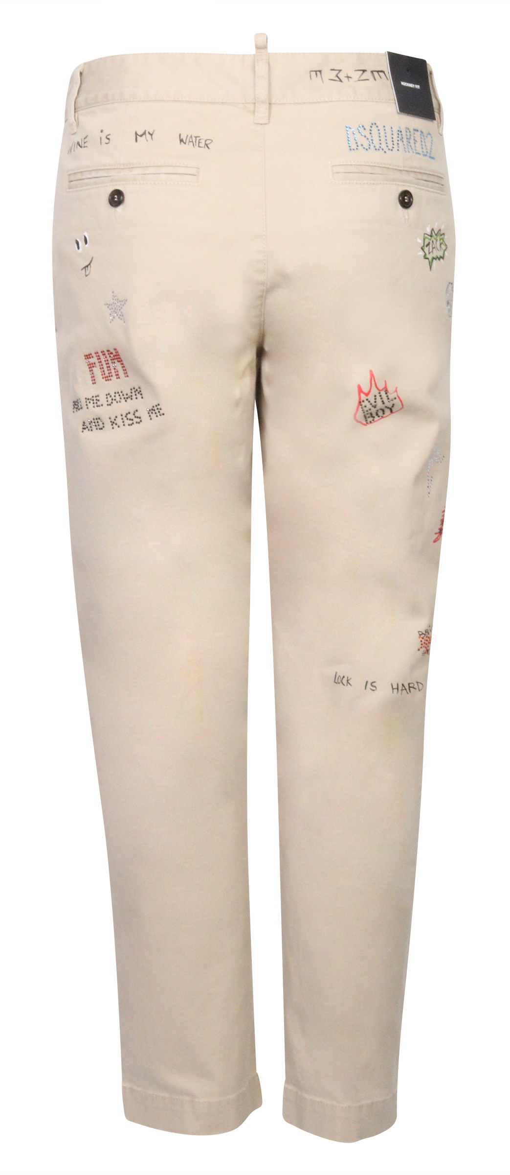 Dsquared  Chino Hockney Fit Beige Embroidered