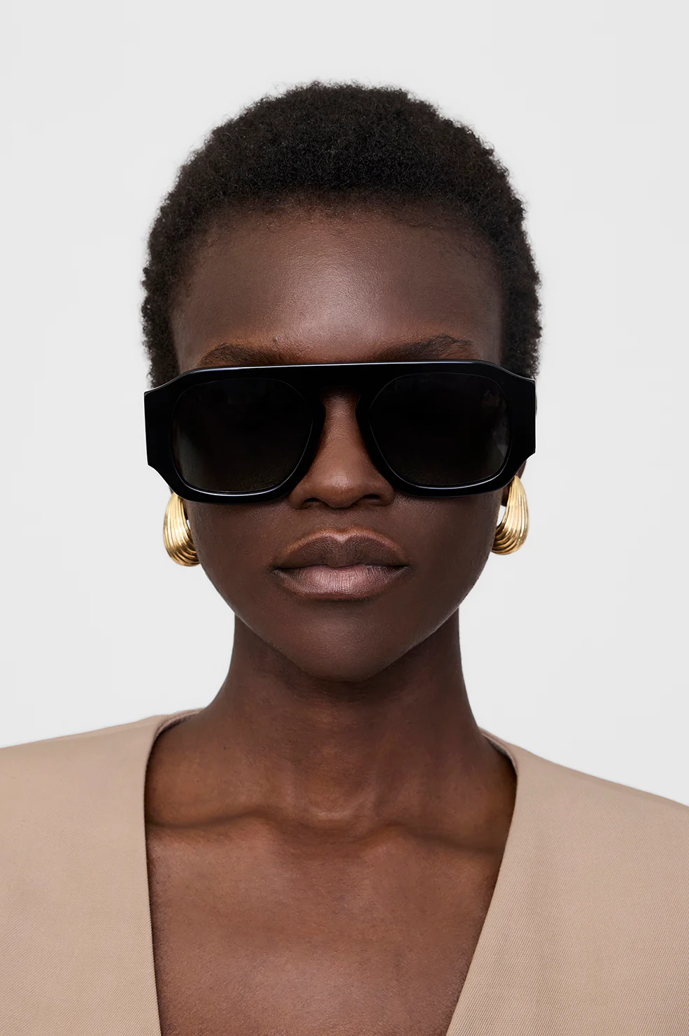 ANINE BING Big Sunglasses in Black/Green