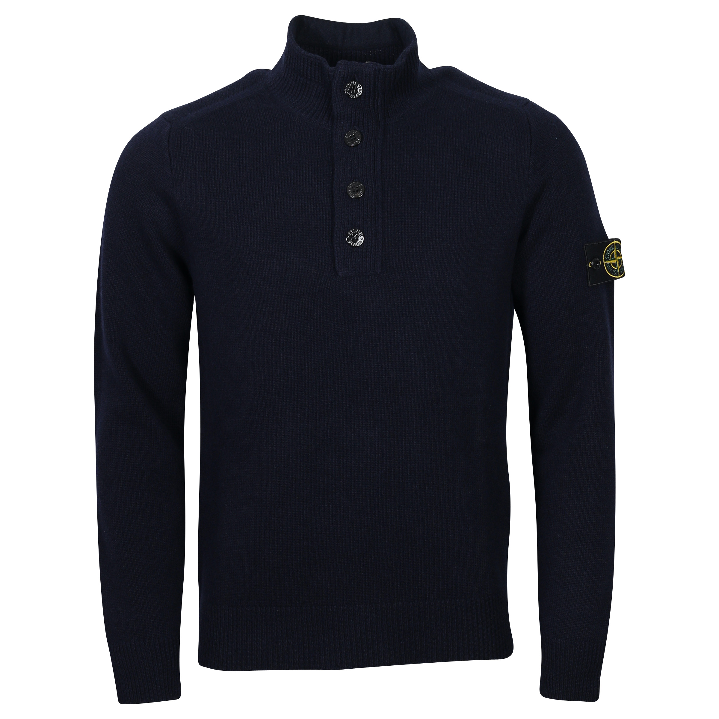 Stone Island Zip/Button Knit Troyer Navy