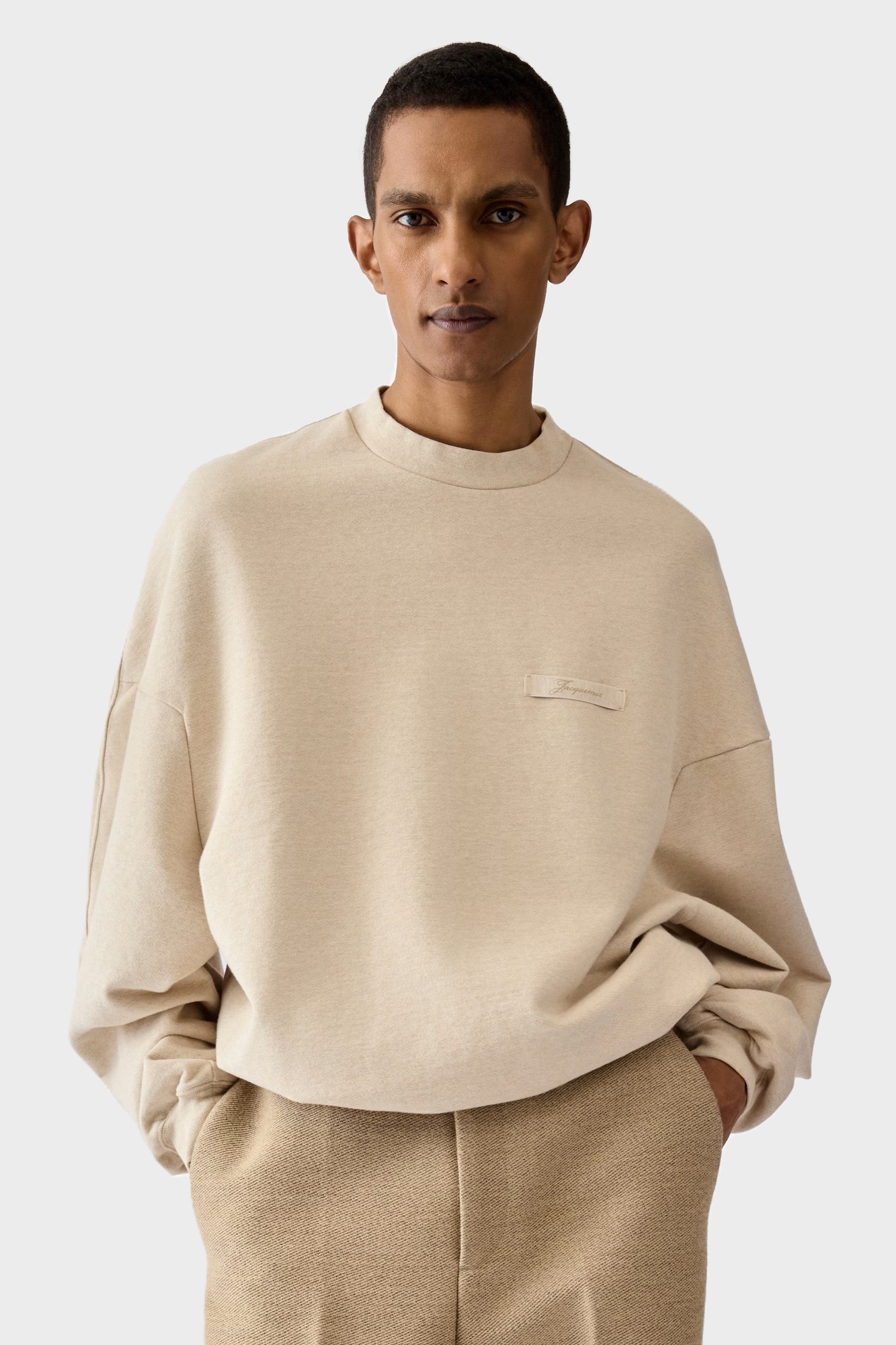 JACQUEMUS Ruban Oversize Sweatshirt in Light Beige