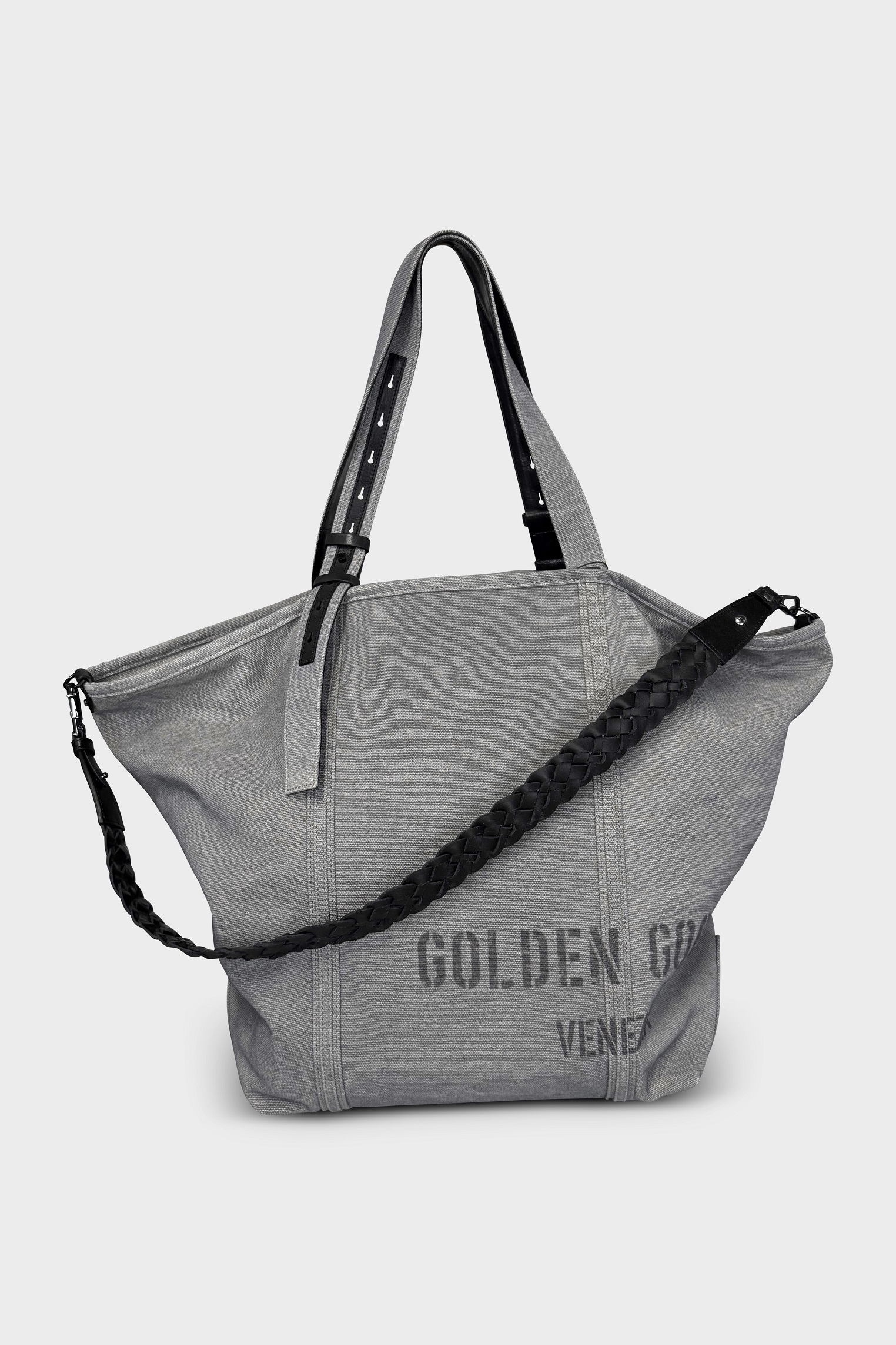 GOLDEN GOOSE Cotton Canvas Shopper in Grey