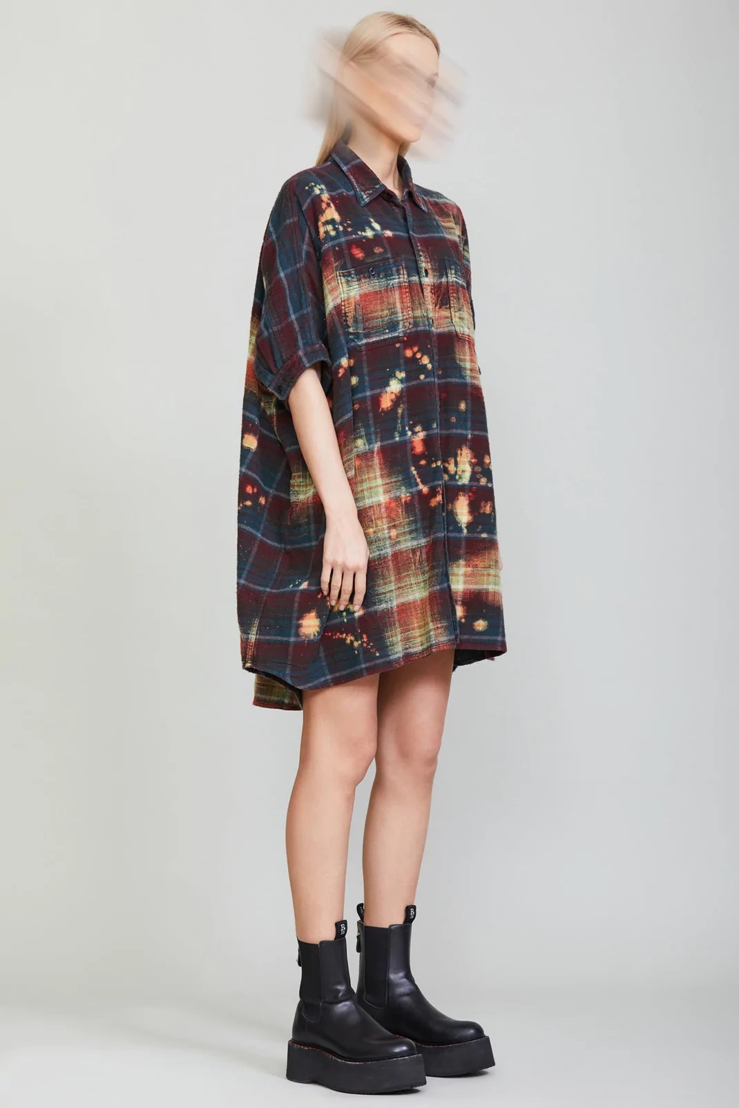 R13 Plaid Oversized Dress Multicolor