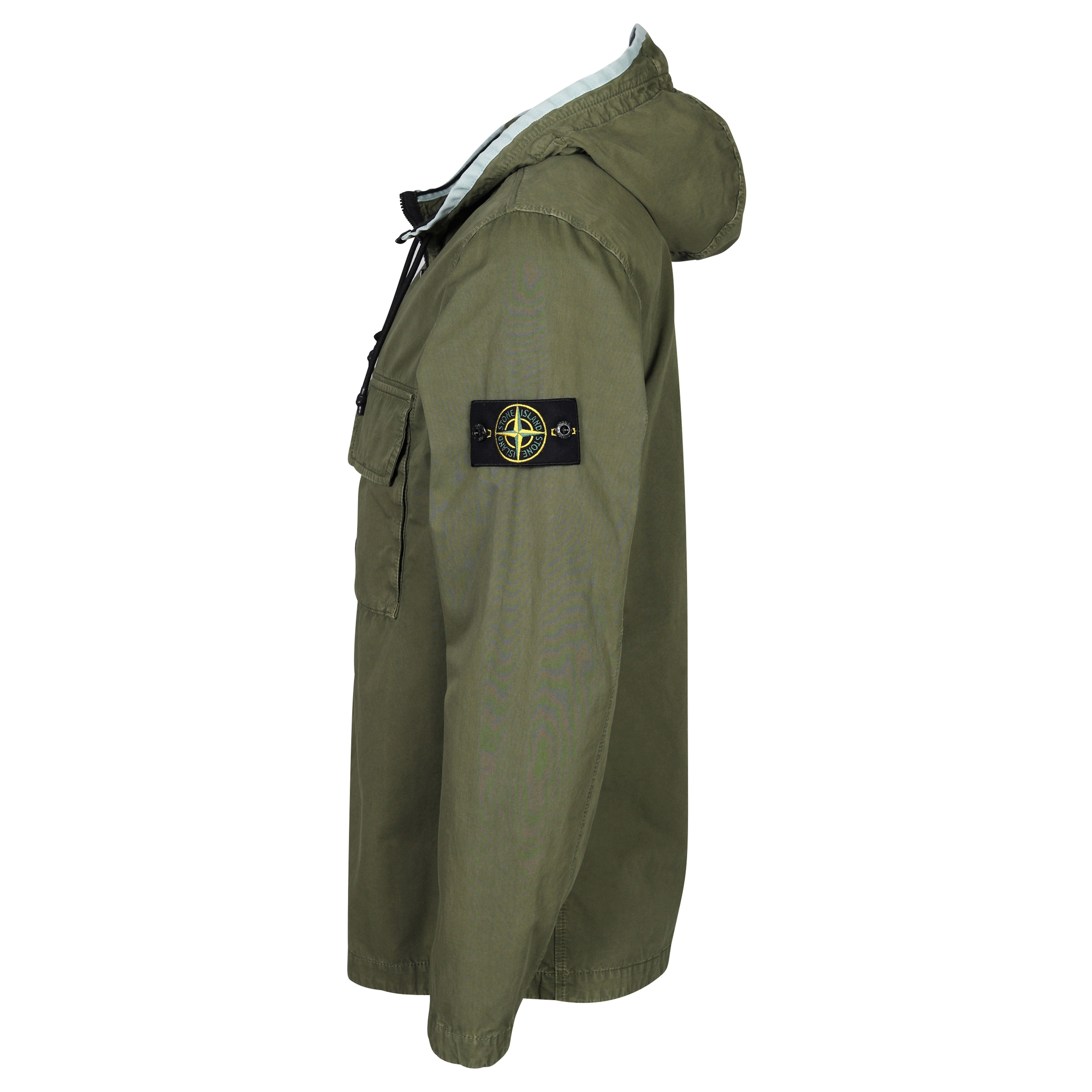 Stone Island Cotton Hooded Overshirt in Washed Olive XL