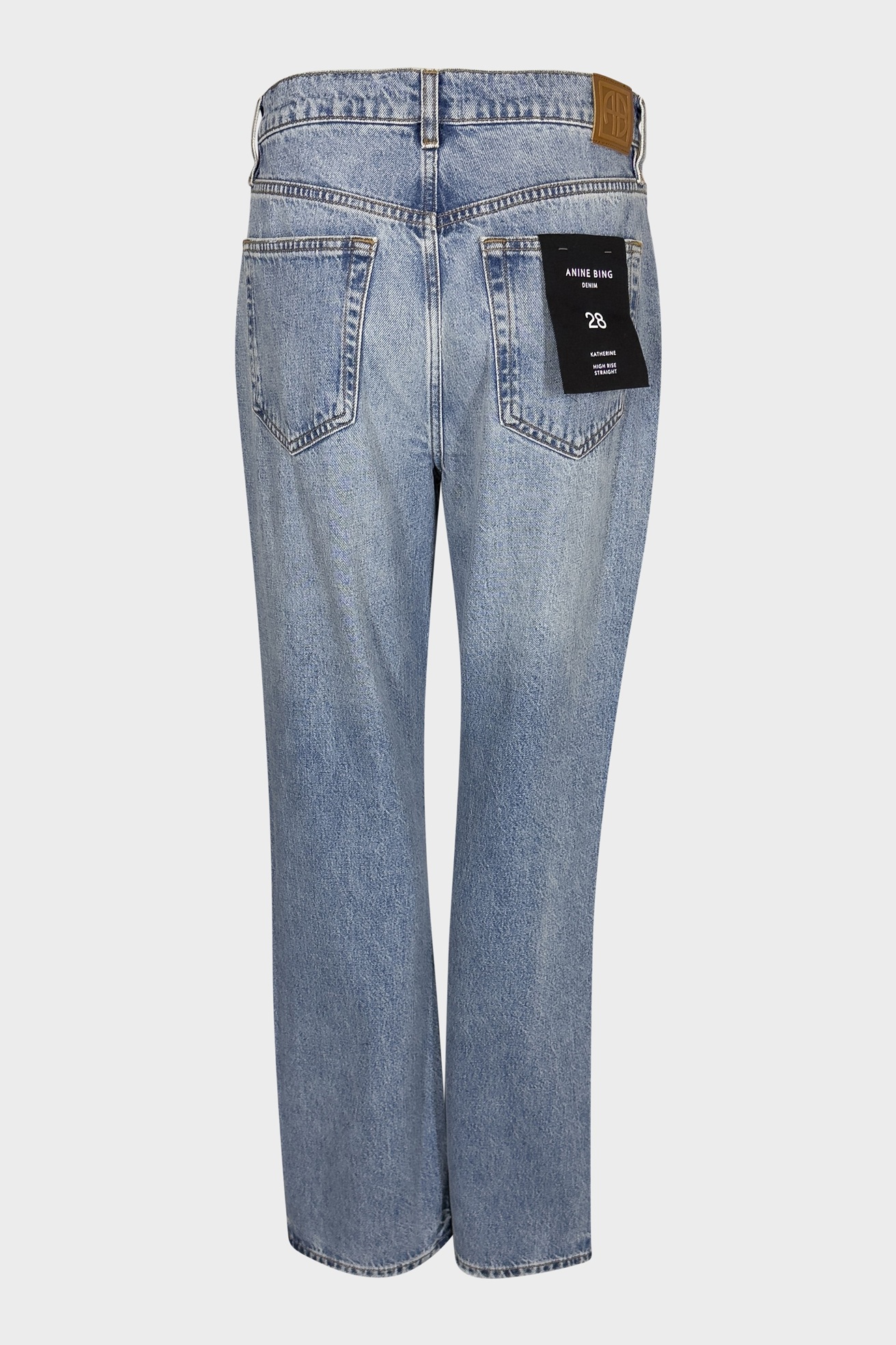 ANINE BING High Rise Straight Fit Jeans in Shadow Blue