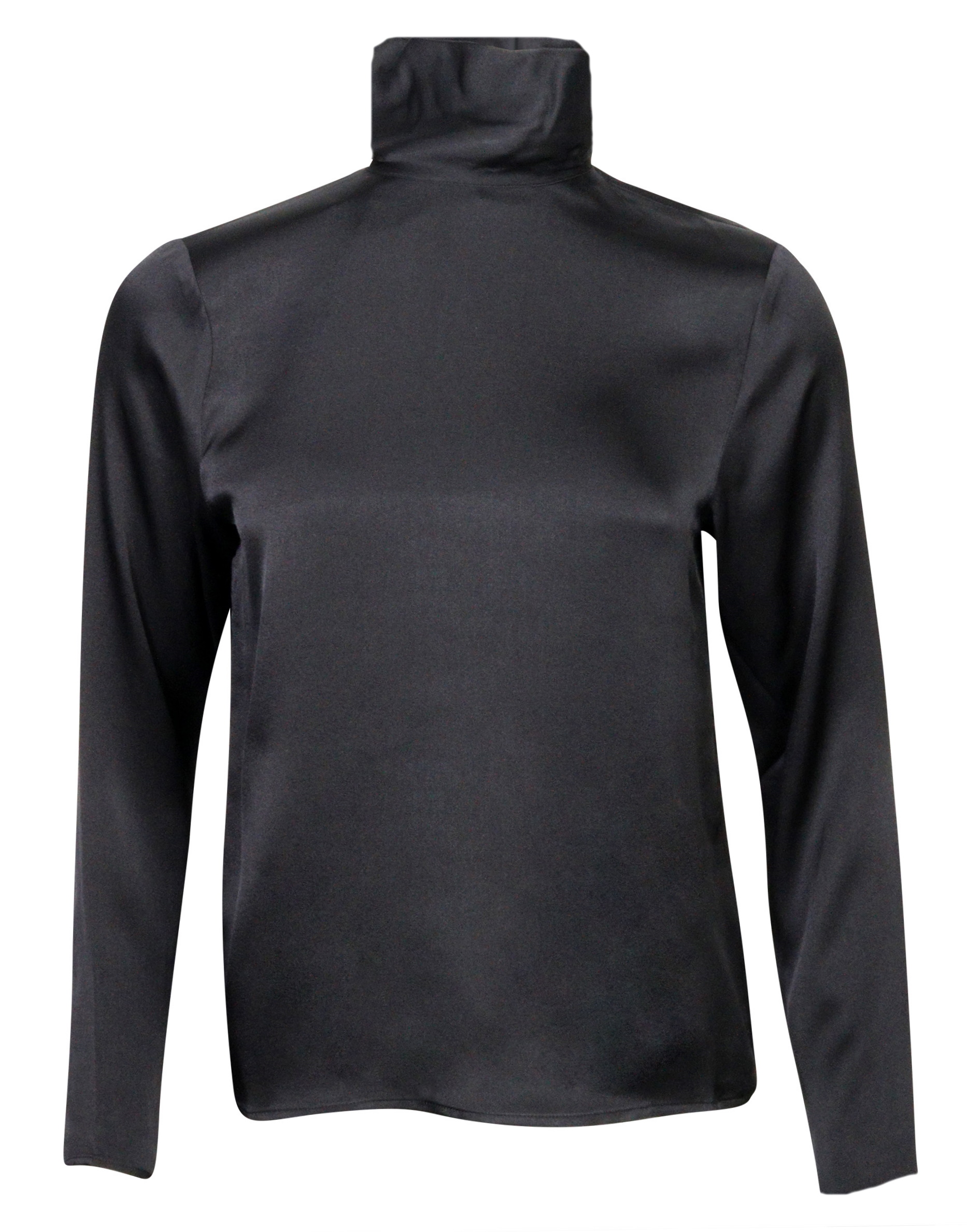 Anine Bing Silk Turtleneck Shirt Cleo Black