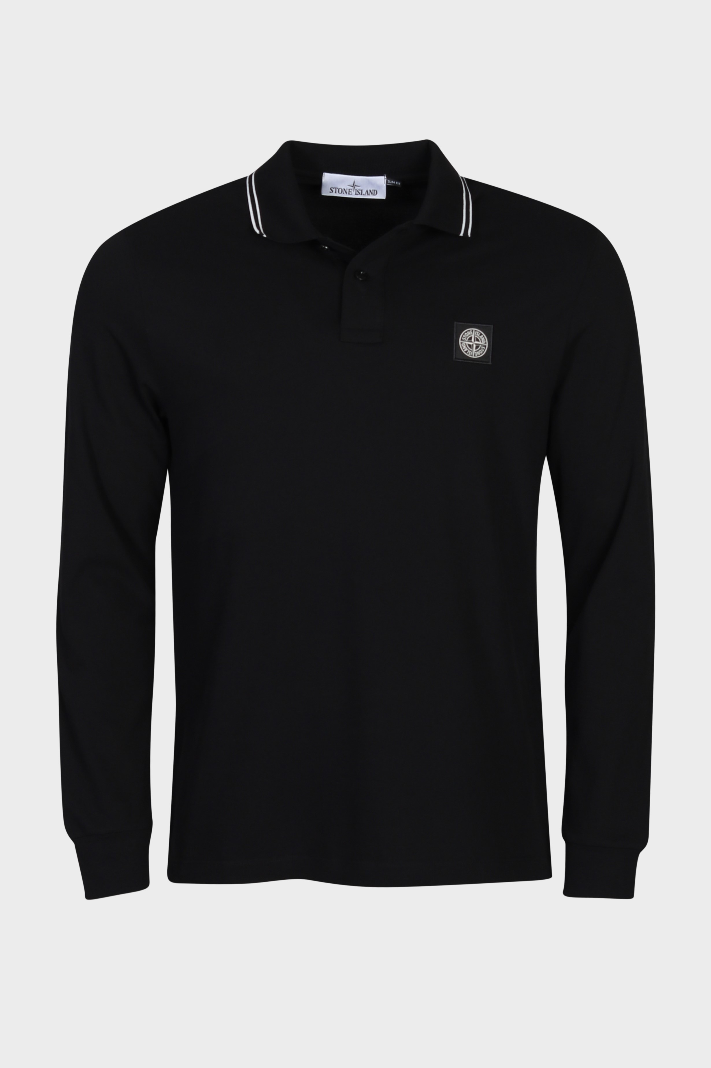 STONE ISLAND Slim Fit Polo Longsleeve in Black 2XL