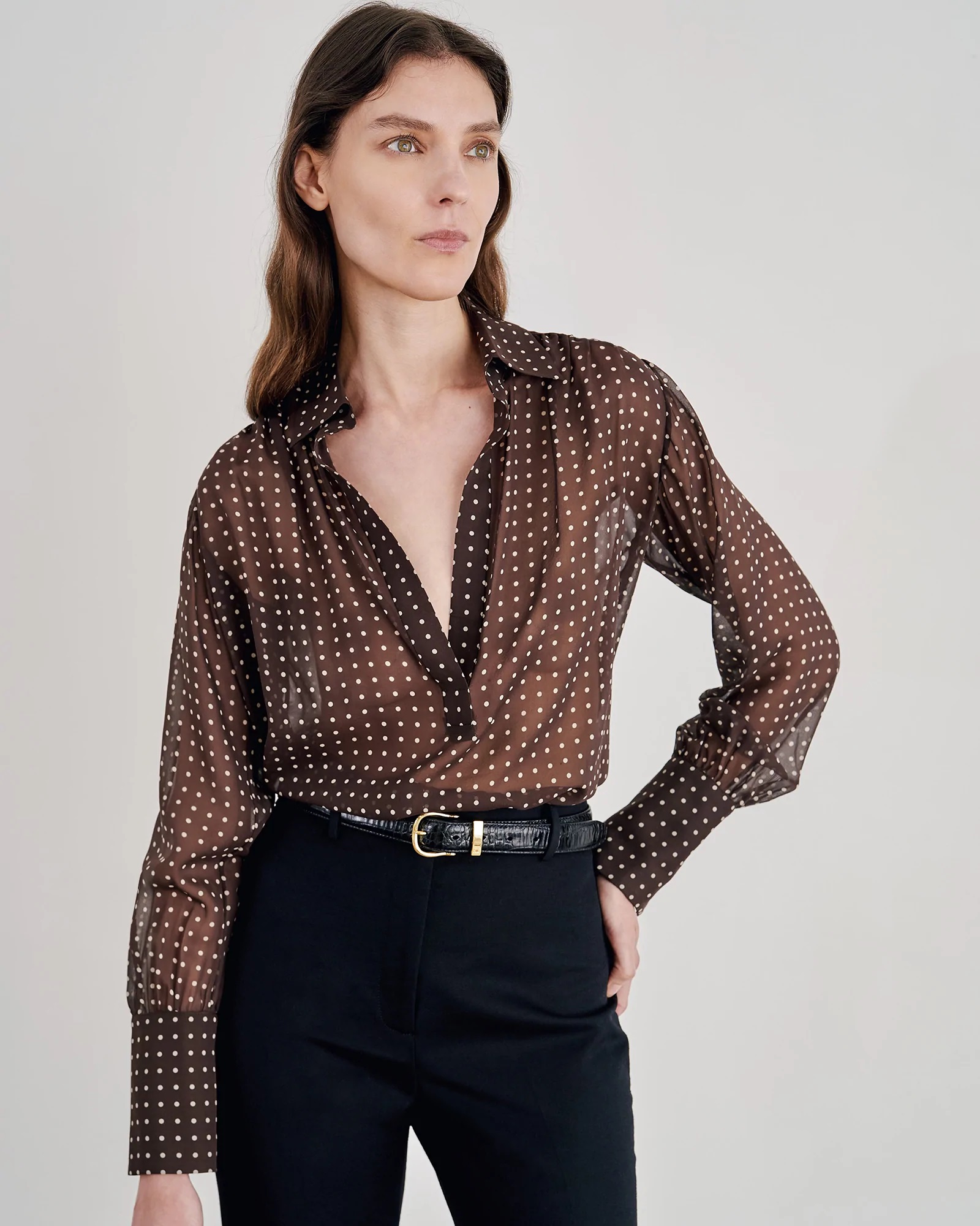 Nili Lotan Silk Top Colleen Navy/Ivory S