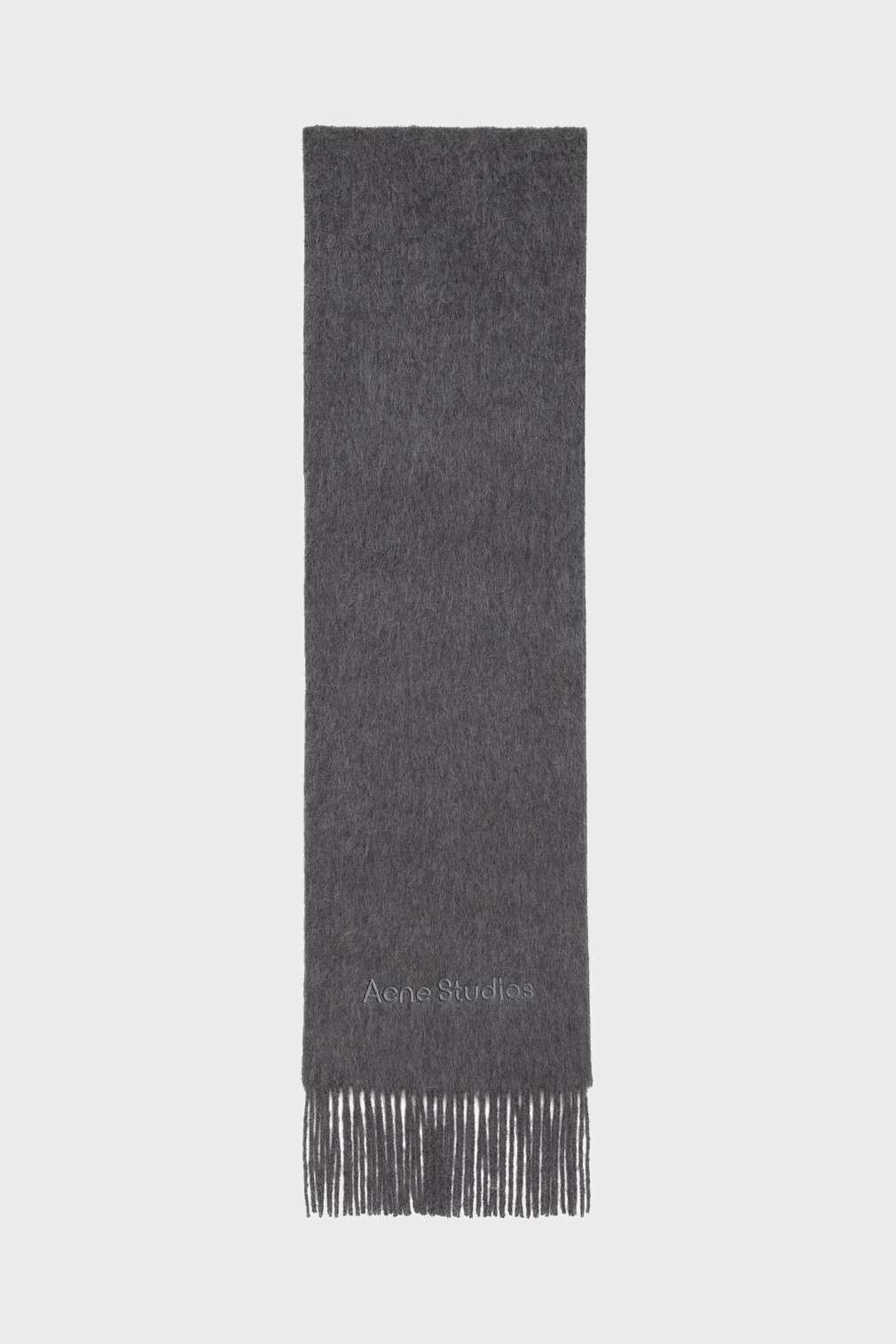 ACNE STUDIOS Logo Wool Scarf in Grey Melange