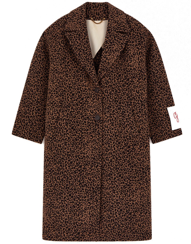 GOLDEN GOOSE Jaquard Coat Bertina in Leopard