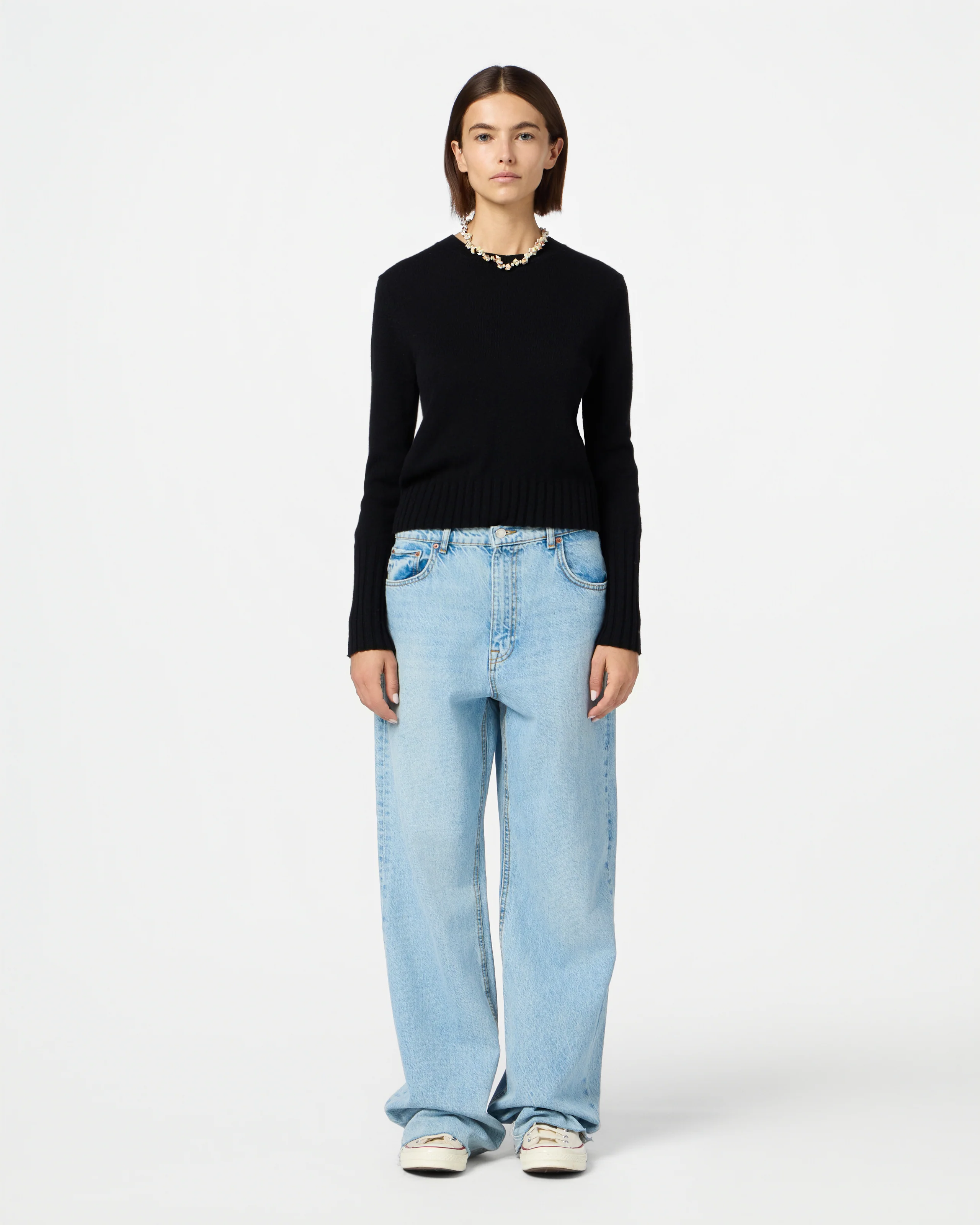 GUEST IN RESIDENCE Shrunken Crewneck Sweater in Black L