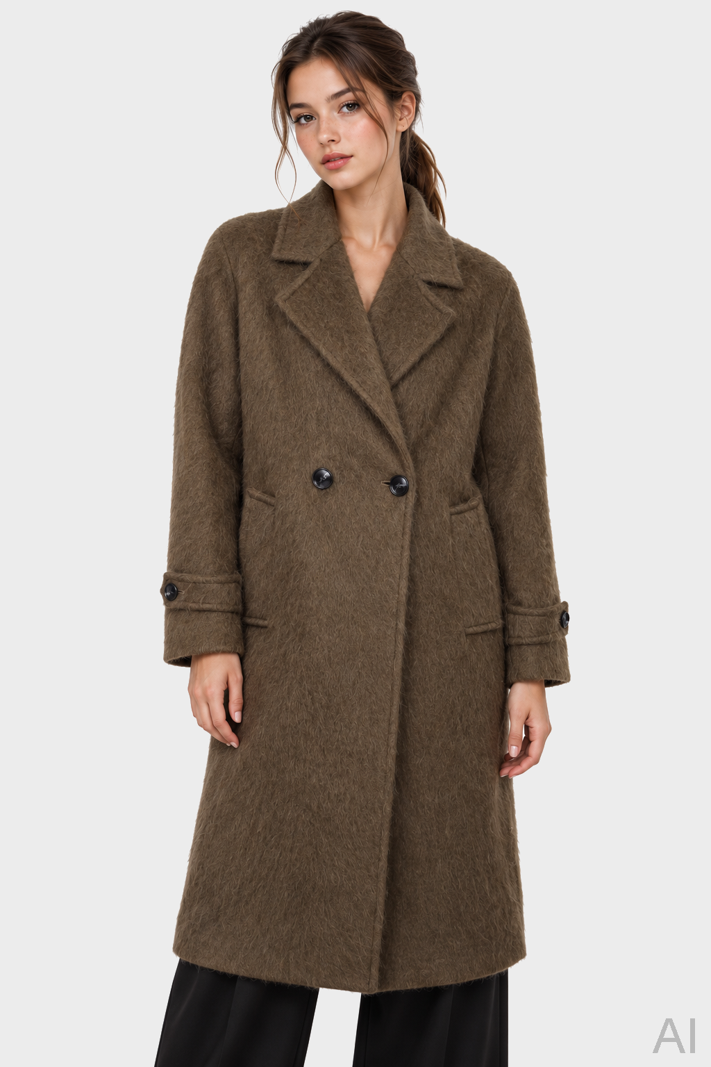 FLONA Fluffy Coat in Olive