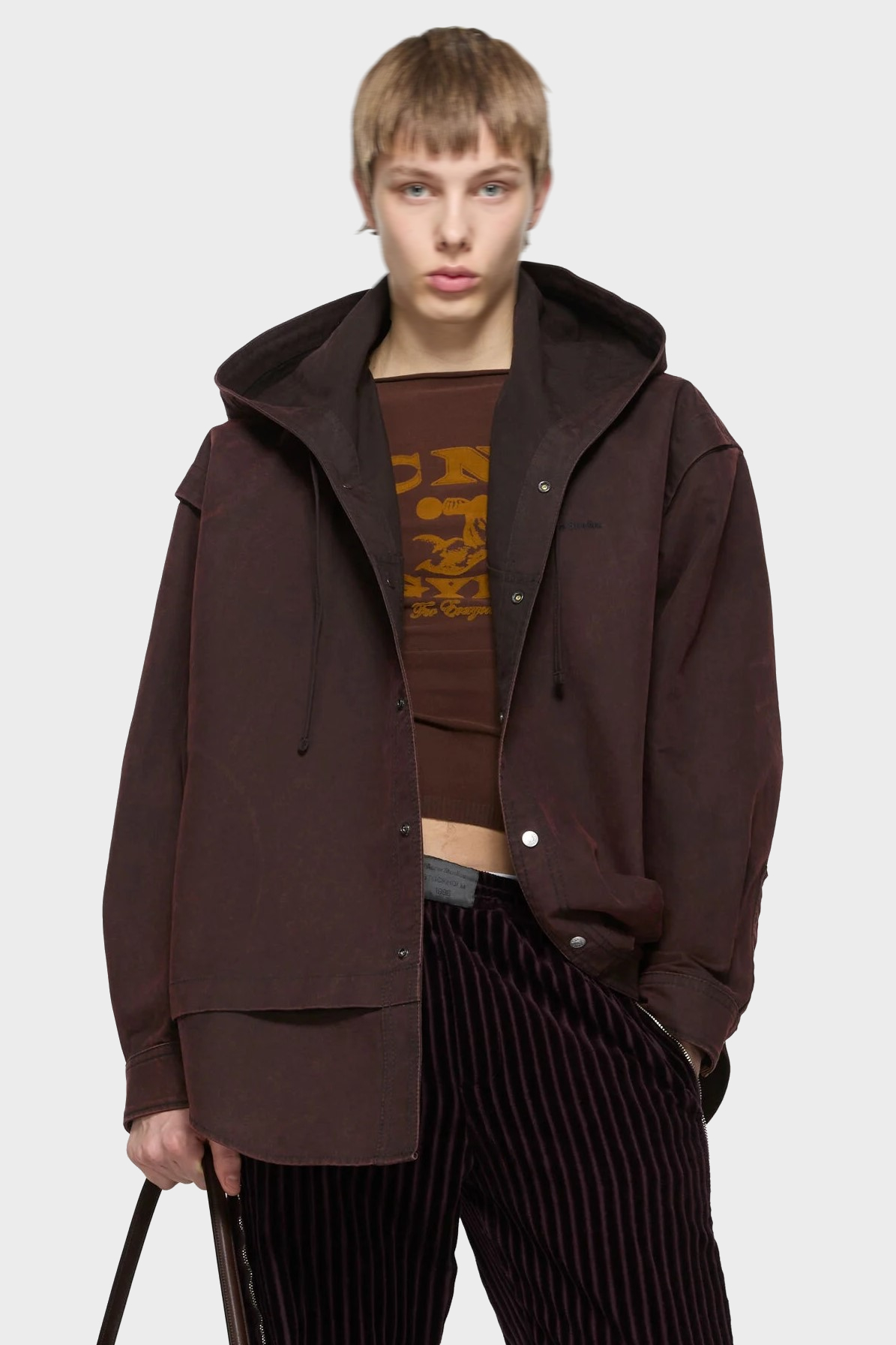ACNE STUDIOS Oversize Cotton Jacket in Burgundy