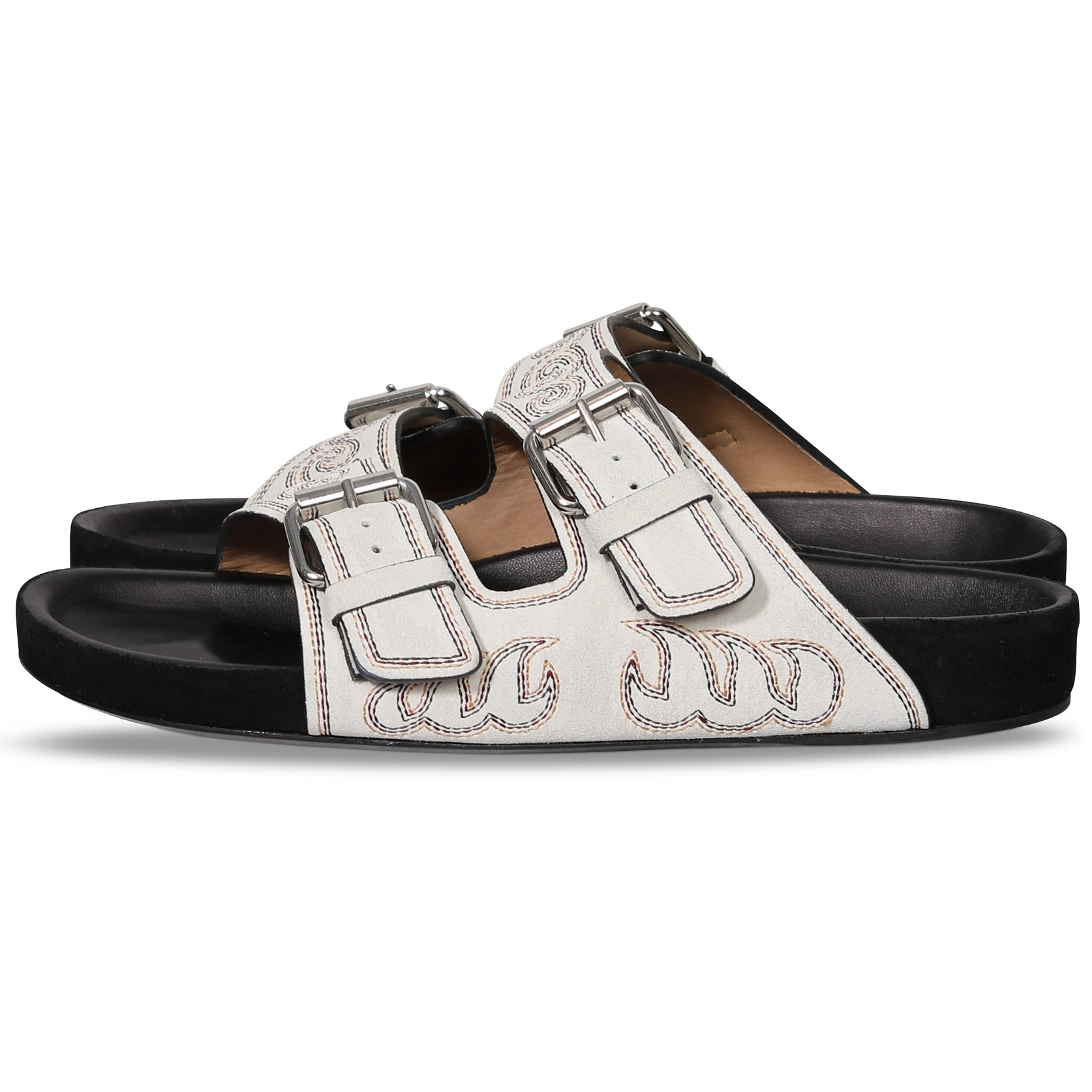 ISABEL MARANT Lennyo Sandals with Stitching in Chalk 37 ISABEL MARANT Lennyo Sandals with Stitching in Chalk 41