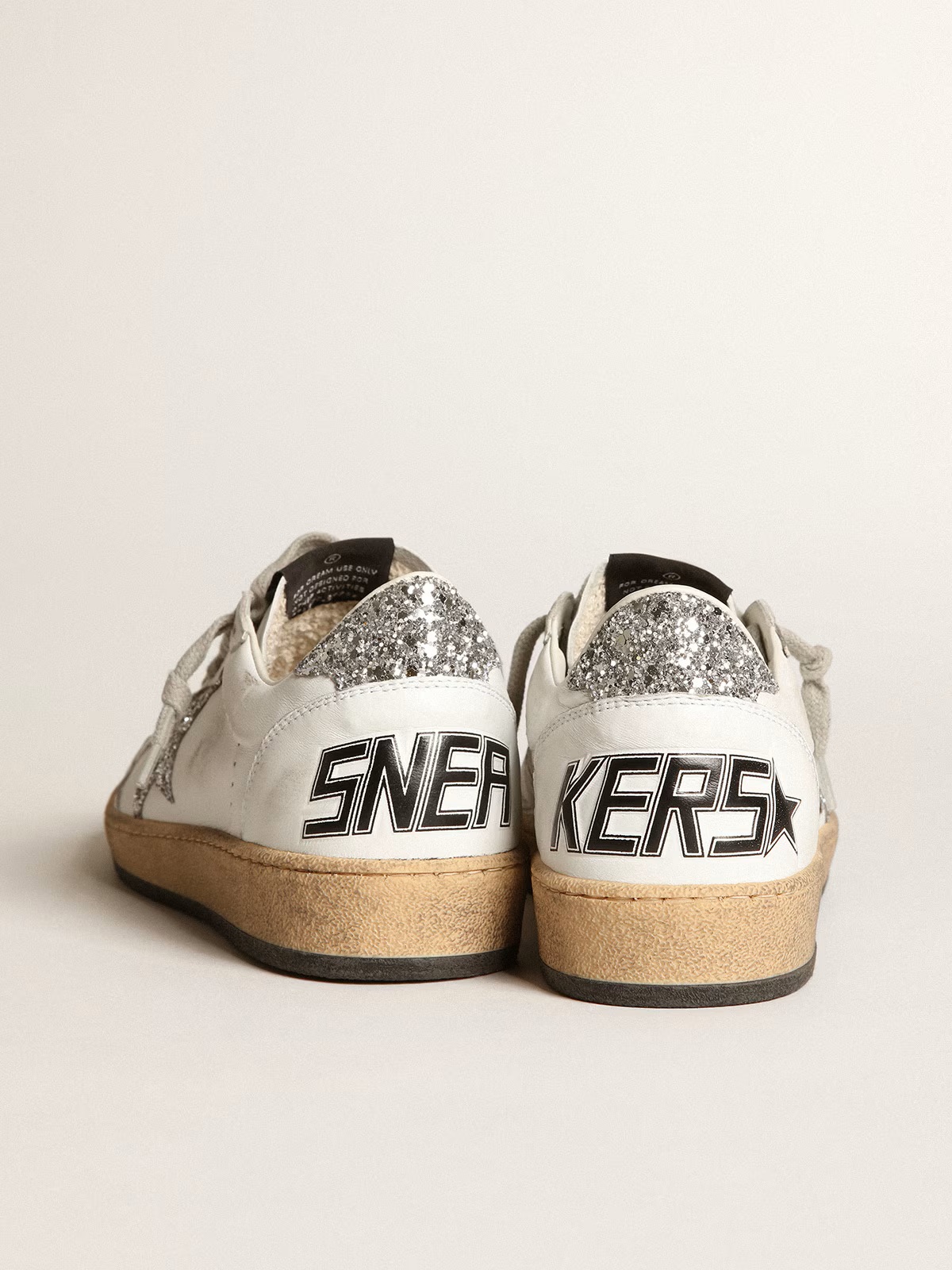 GOLDEN GOOSE Ballstar in White/Silver Glitter