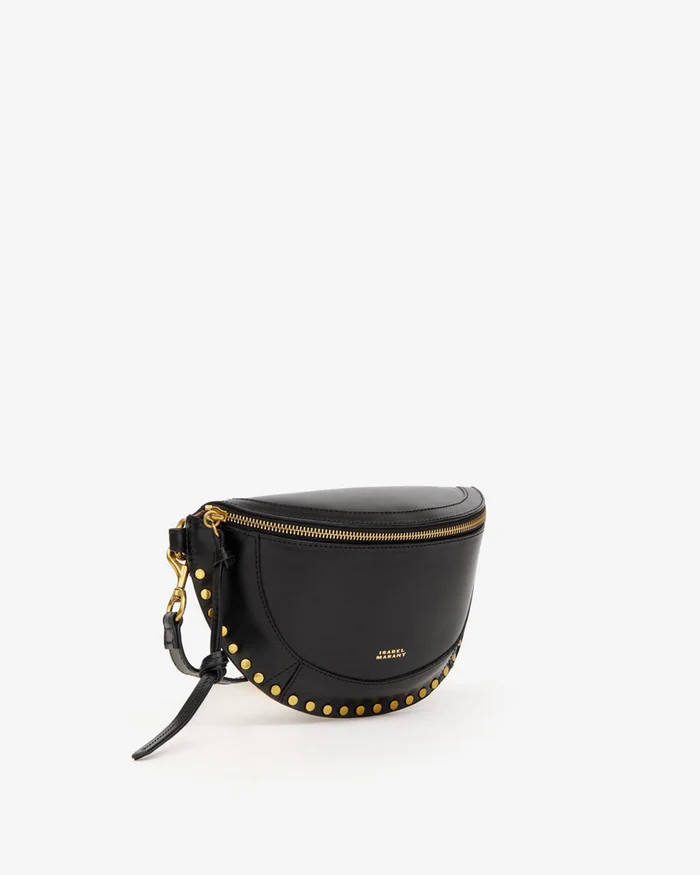 ISABEL MARANT Skano Fannypack in Black Shiny with Studs