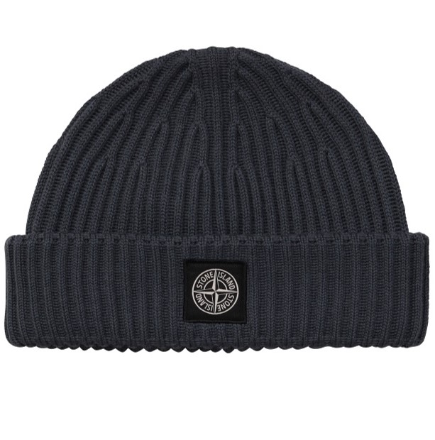 STONE ISLAND Fine Knit Beanie in Dark Grey