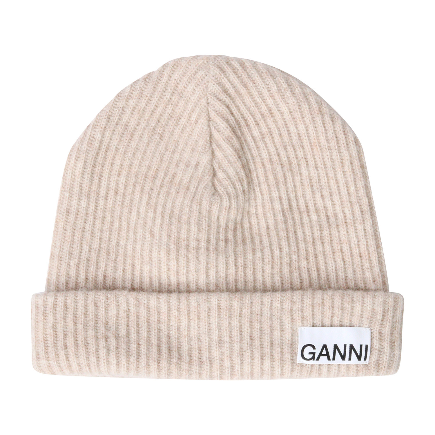 Ganni Recycled Wool Knit Hat Brazilian Sand