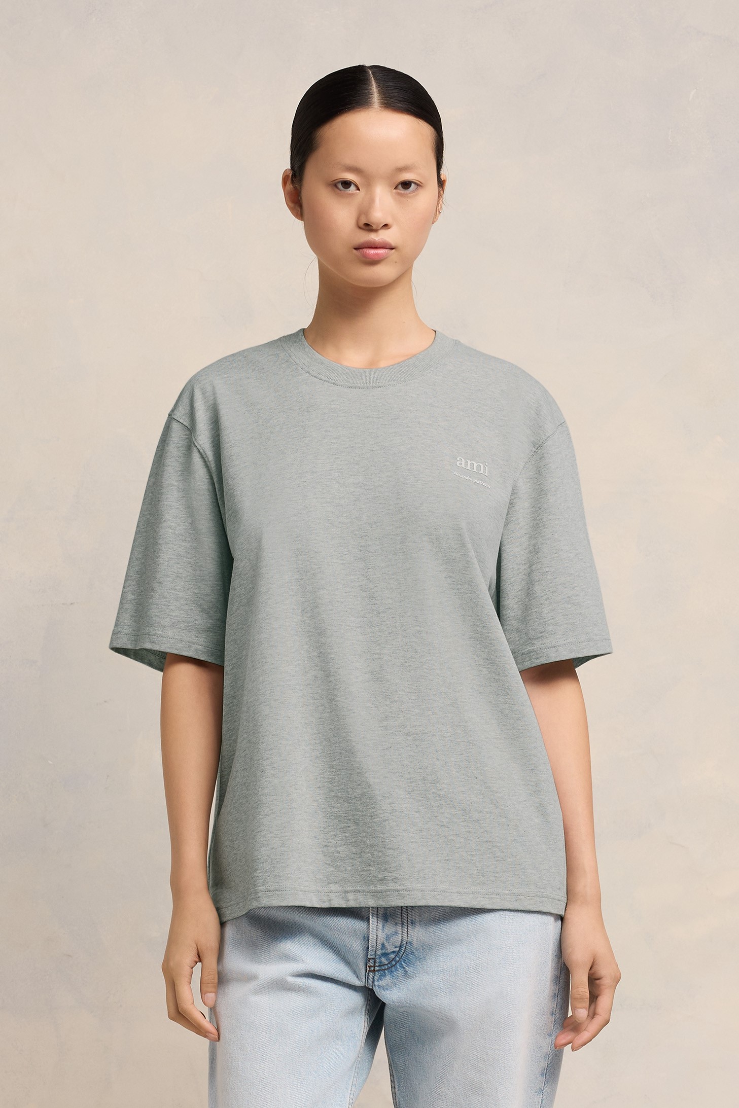 AMI PARIS Alexandre Mattuissi Boxy Fit T-Shirt in Heather Ash Grey XXL