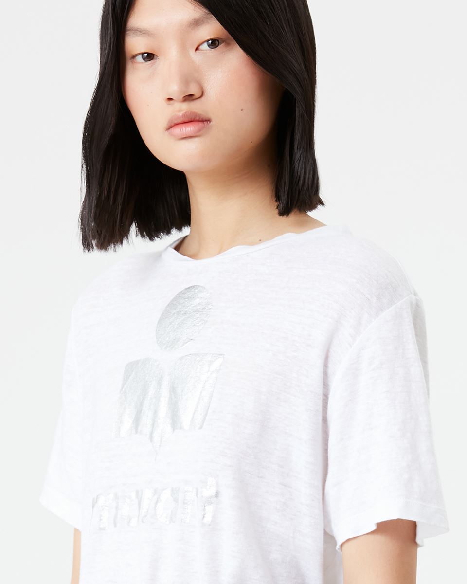 ISABEL MARANT ÉTOILE Zewel Logo T-Shirt in White/Silver L