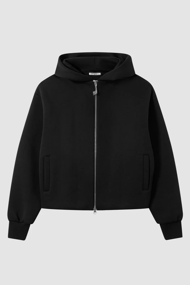 PERPLEX Two Way Zip Hoodie in Black