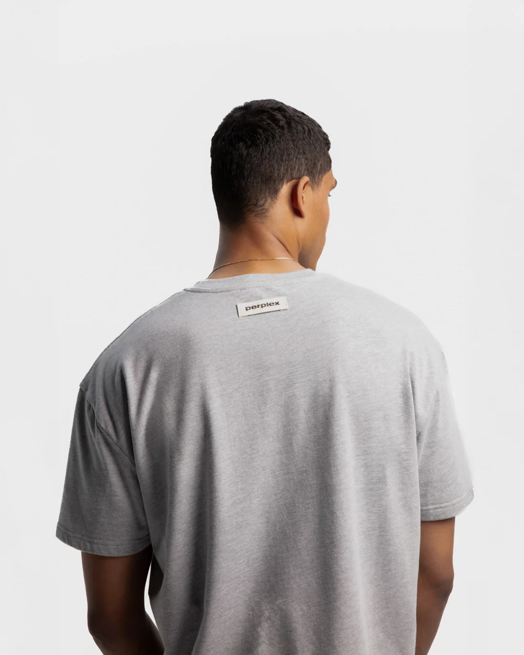 PERPLEX Cropped Boxy Fit T-Shirt in Heather Grey