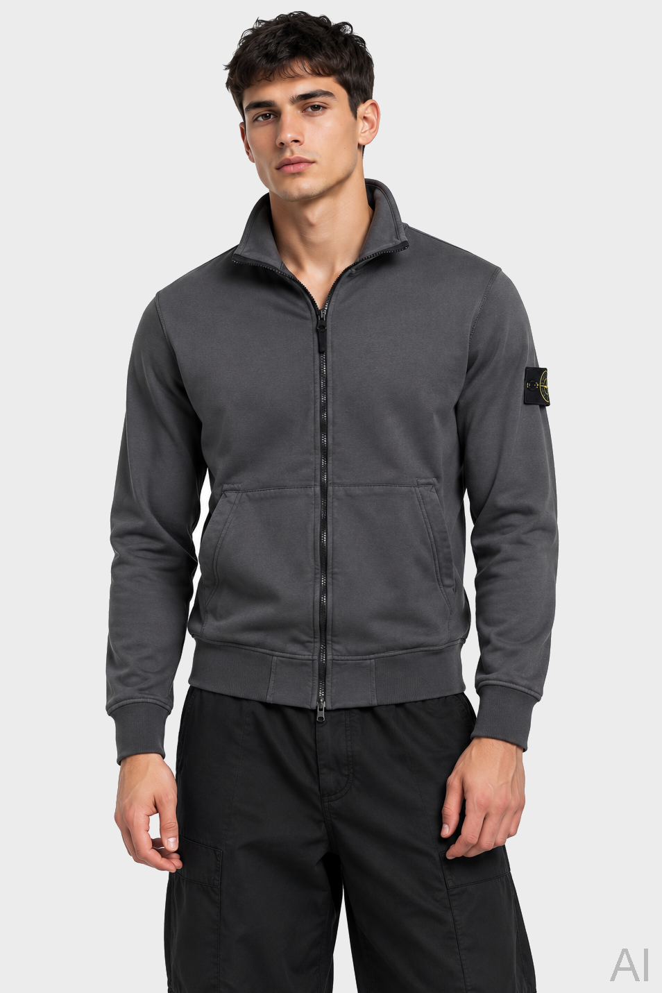 STONE ISLAND Zip Sweatshirt in Dark Grey XXL