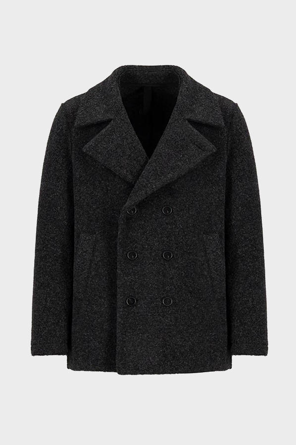 HARRIS WHARF Bouclé Peacoat in Anthracite