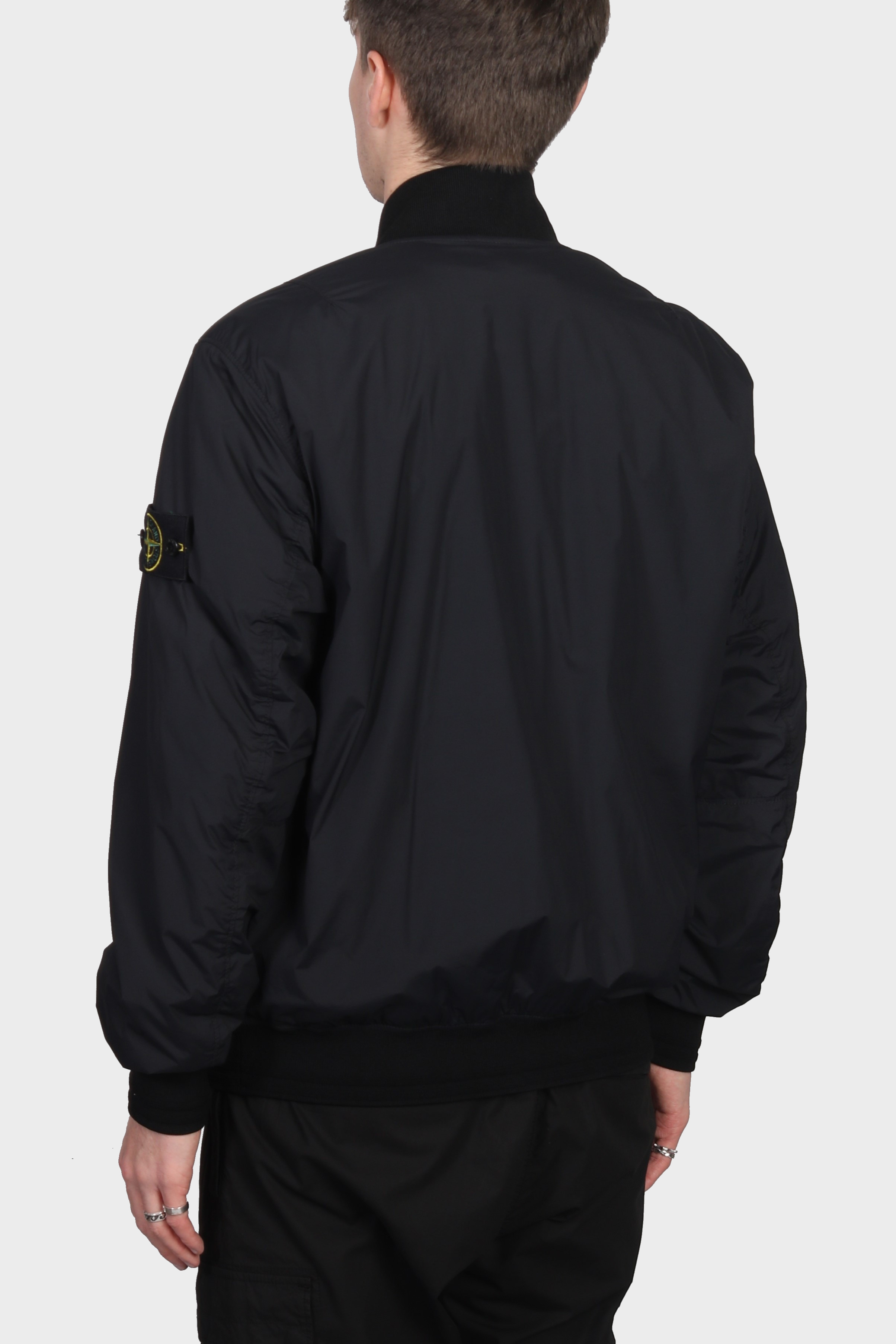 STONE ISLAND Skin Touch Nylon Bomber Jacket in Black L