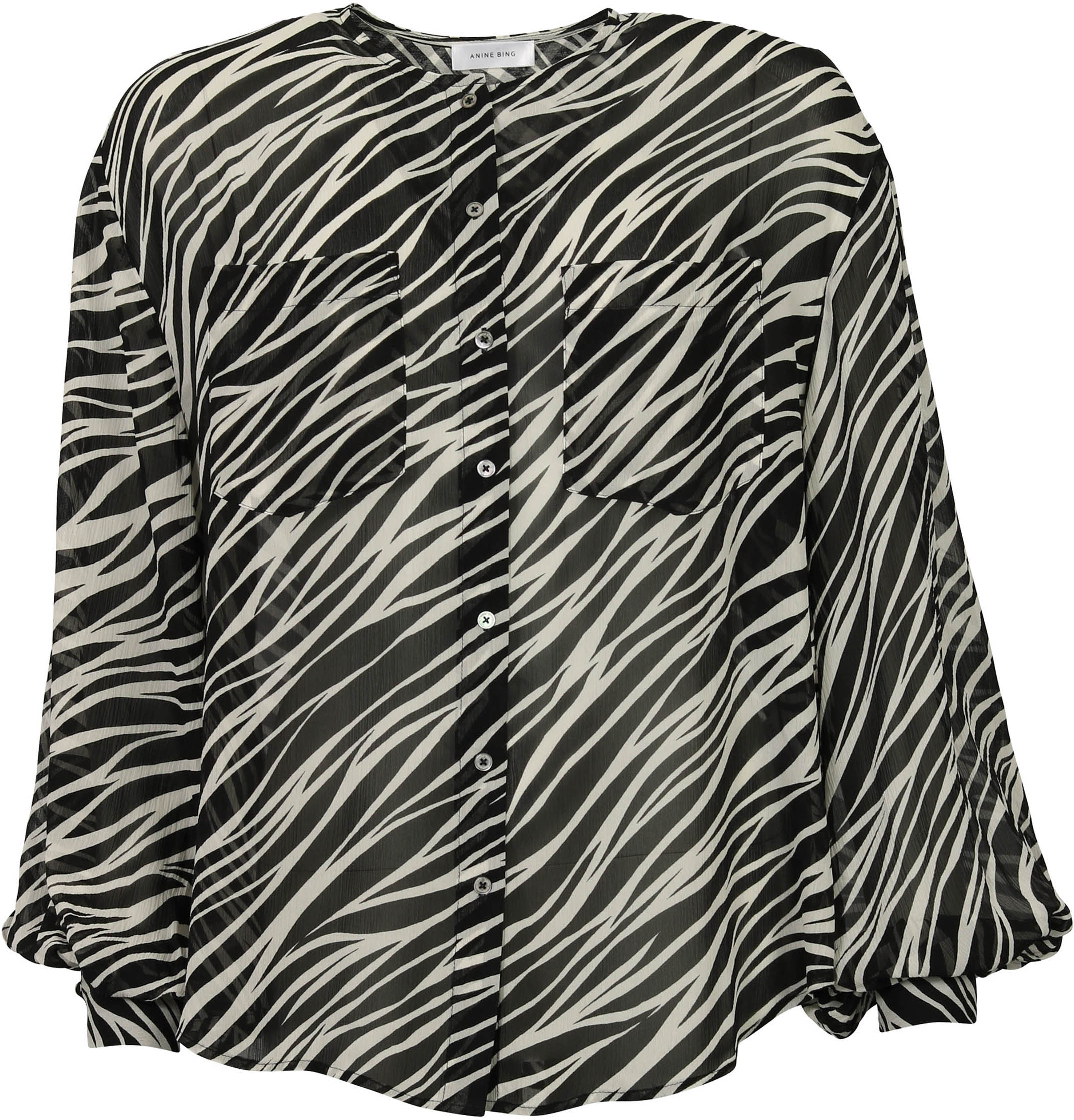 Anine Bing Silk Blouse Arrow Cream Zebra