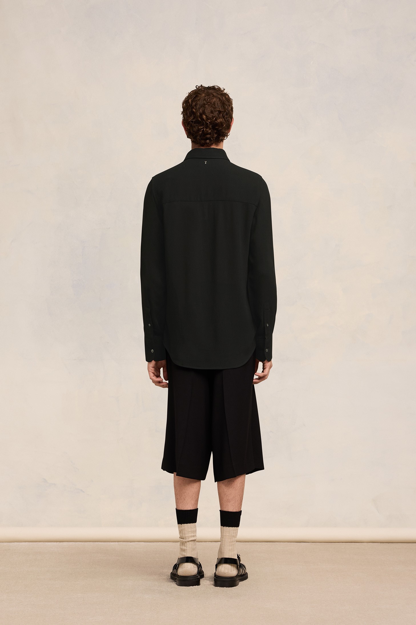 AMI PARIS De Coeur Gabardine Classic Shirt in Black XL