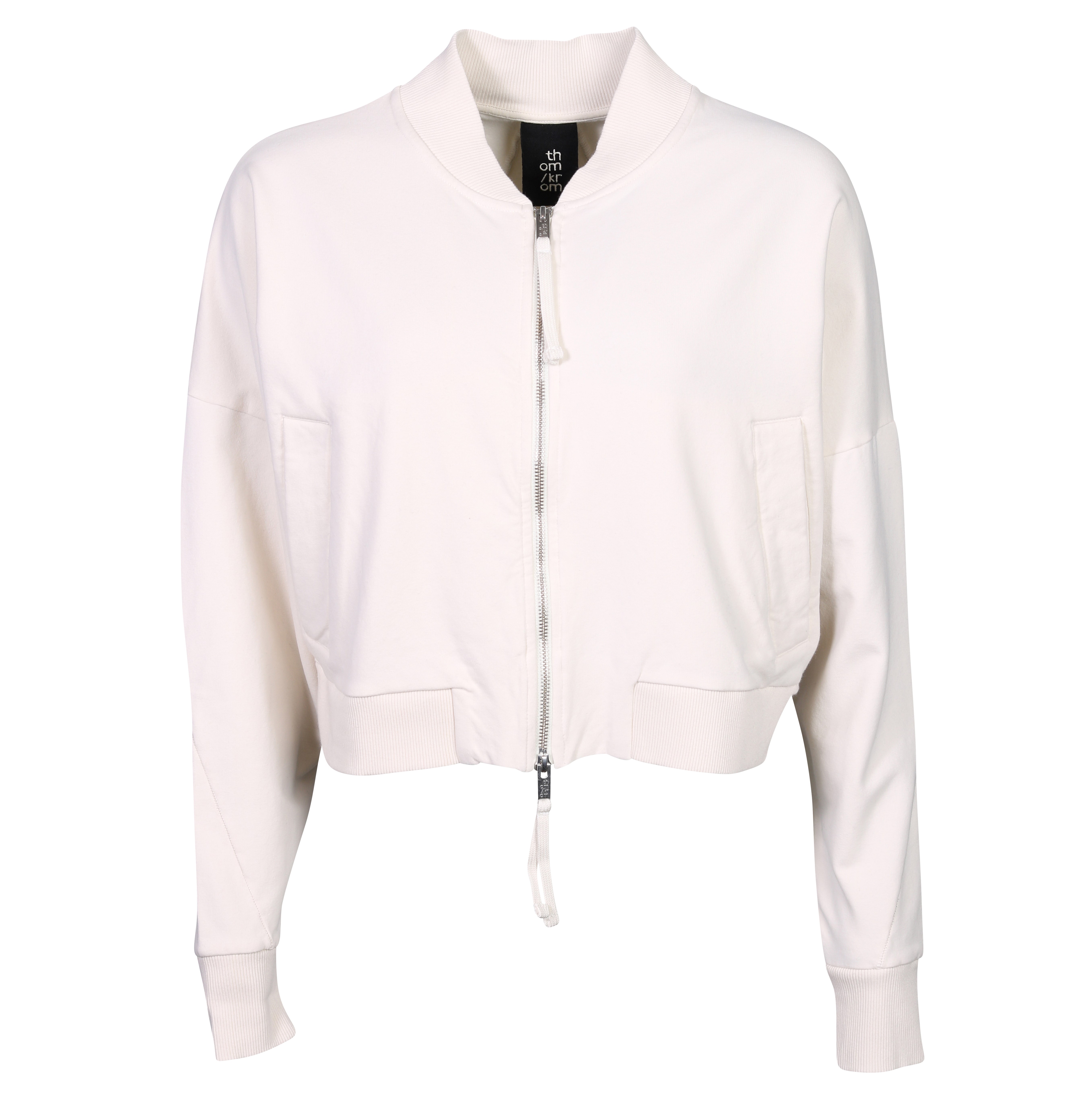 Thom Krom Cropped Sweat Bomber Jacket in Bone