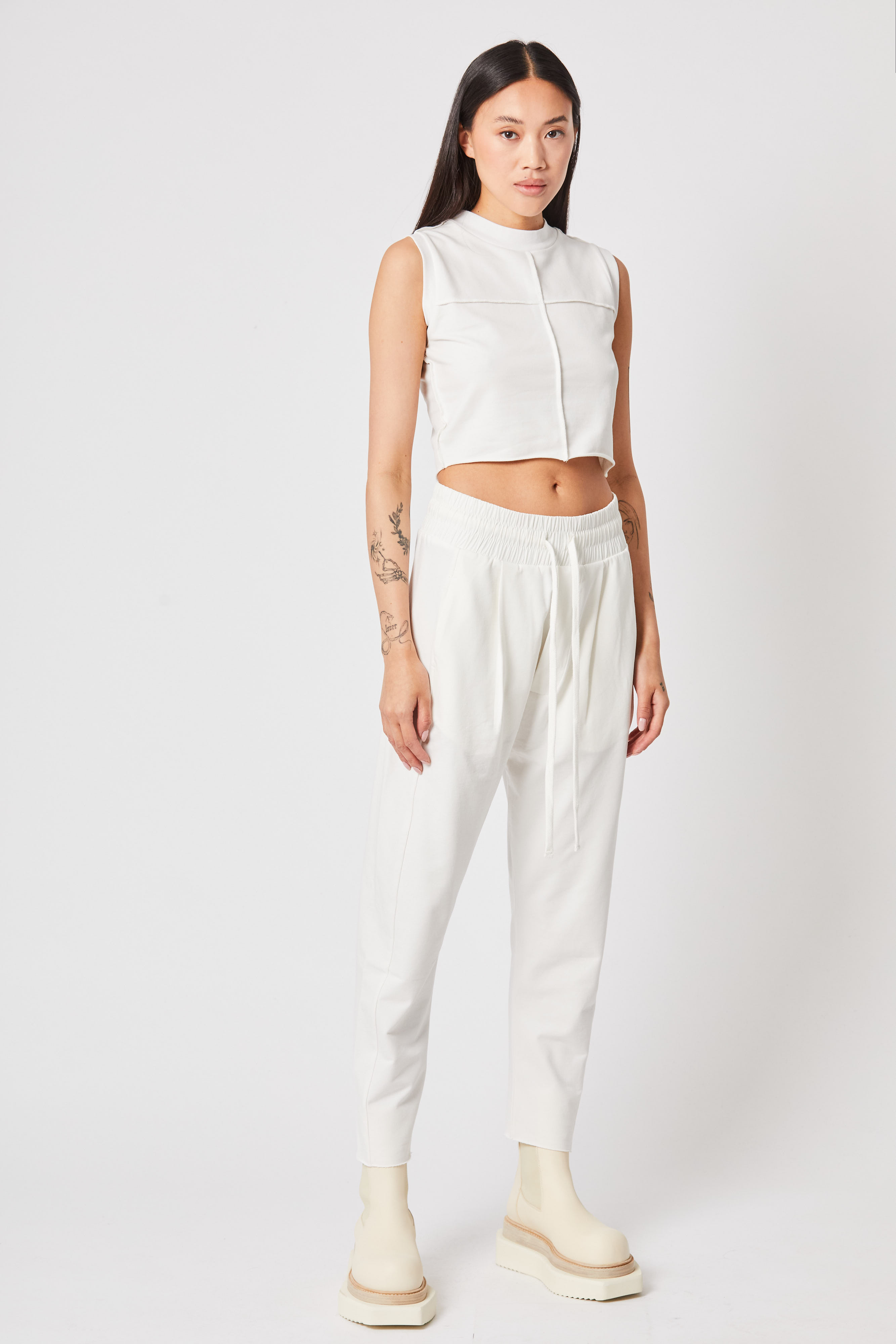 Thom Krom Cropped Muscle Tee in Off White