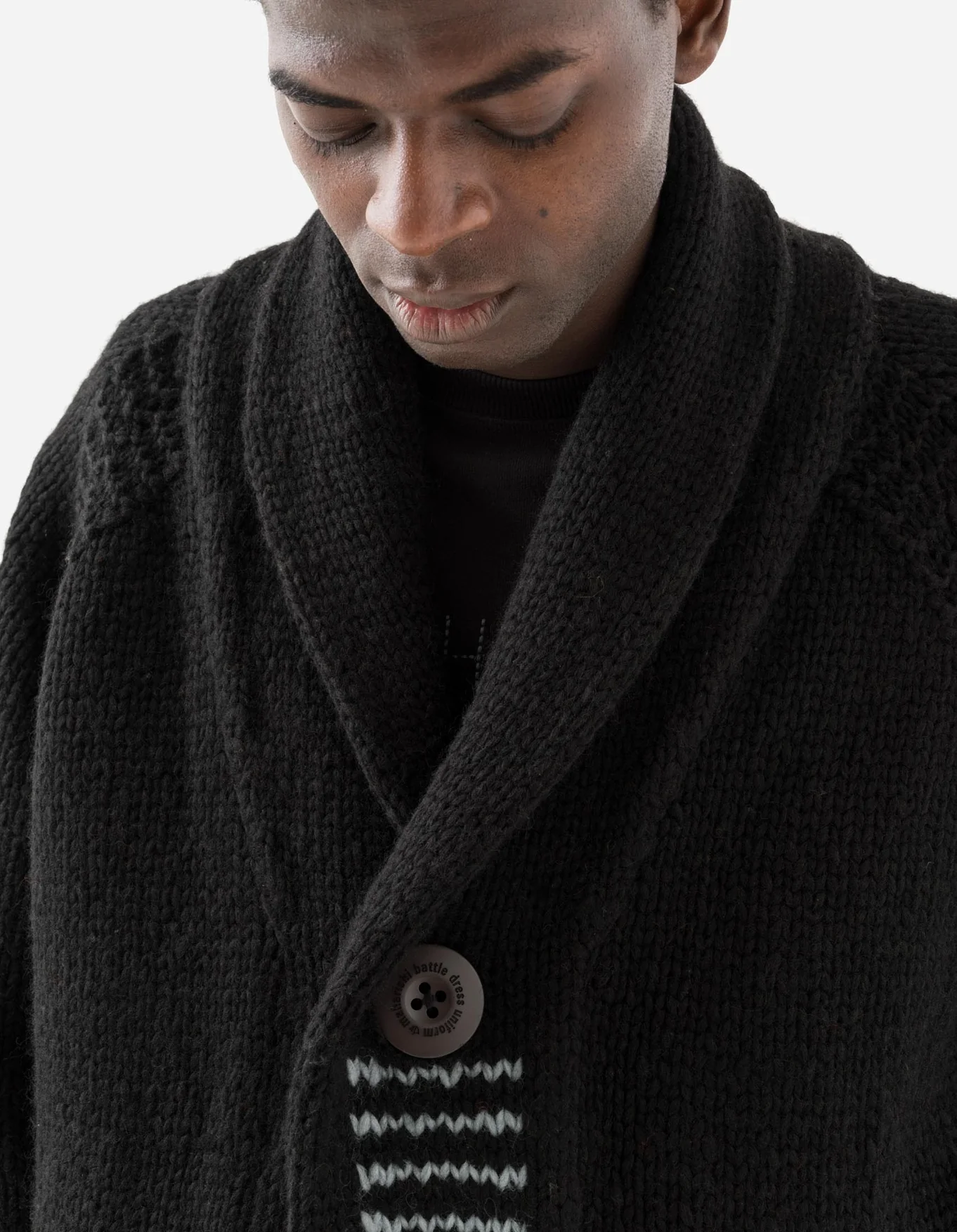 MAHARISHI 2217 Kanata Hand Knitted Cardigan in Black