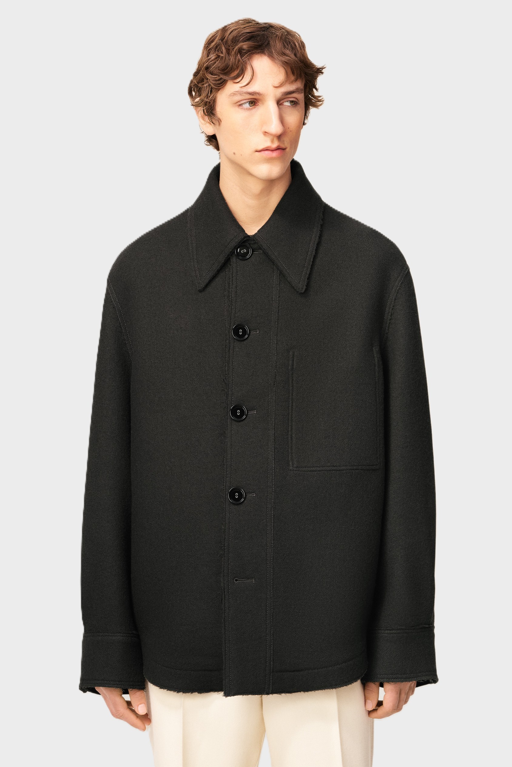 AMI PARIS Wool Shirt Jacket in Anthracite