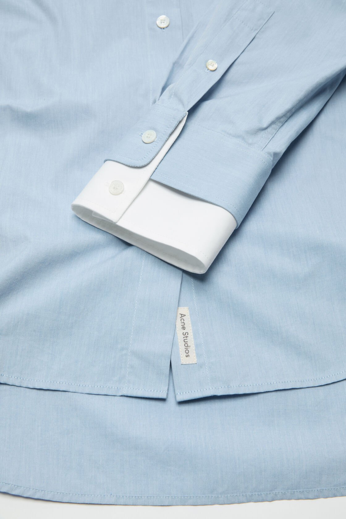 ACNE STUDIOS Double Layered Blouse in Light Blue/White