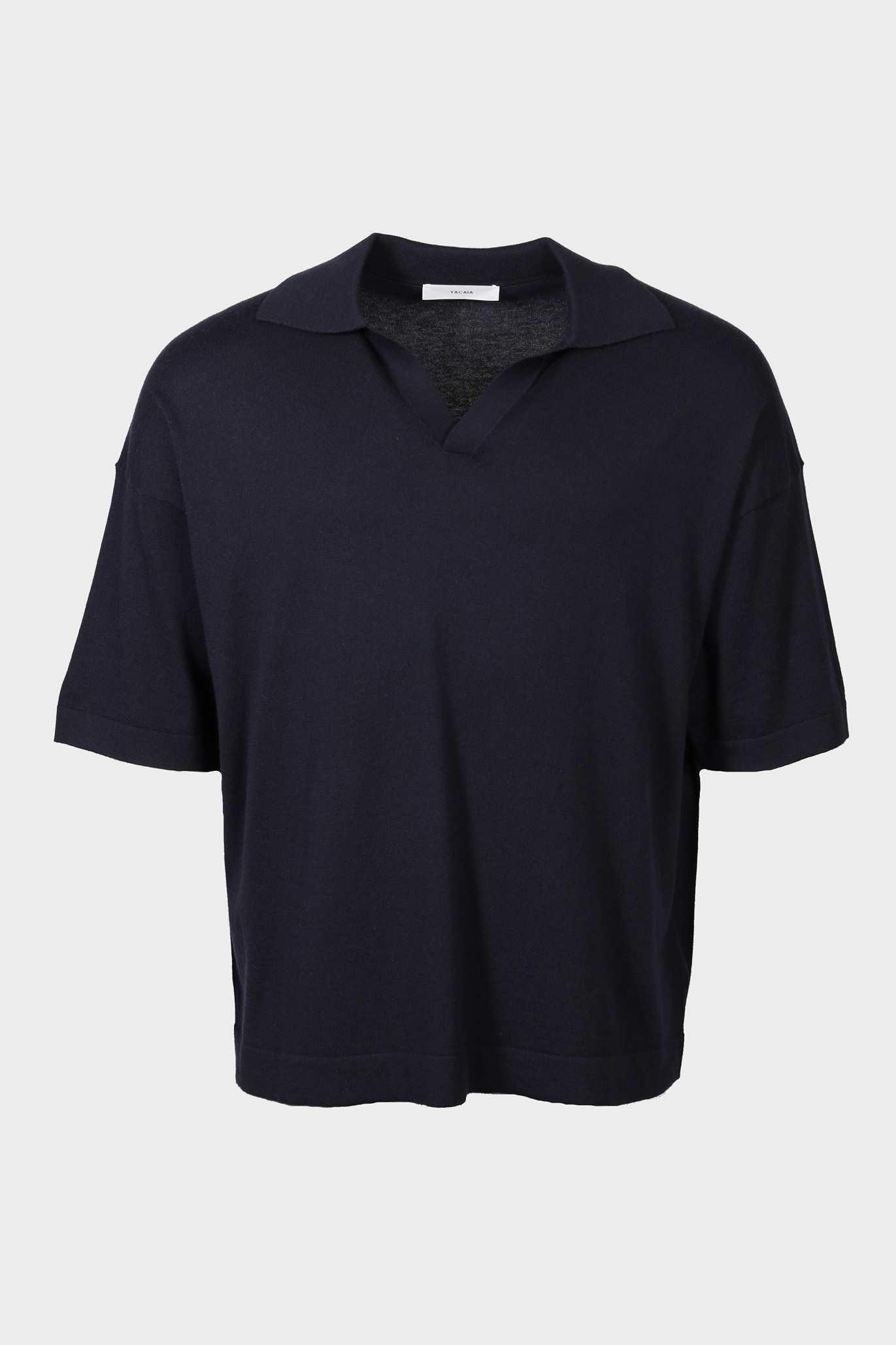 YACAIA Cotton/Cashmere Polo Shirt in Navy