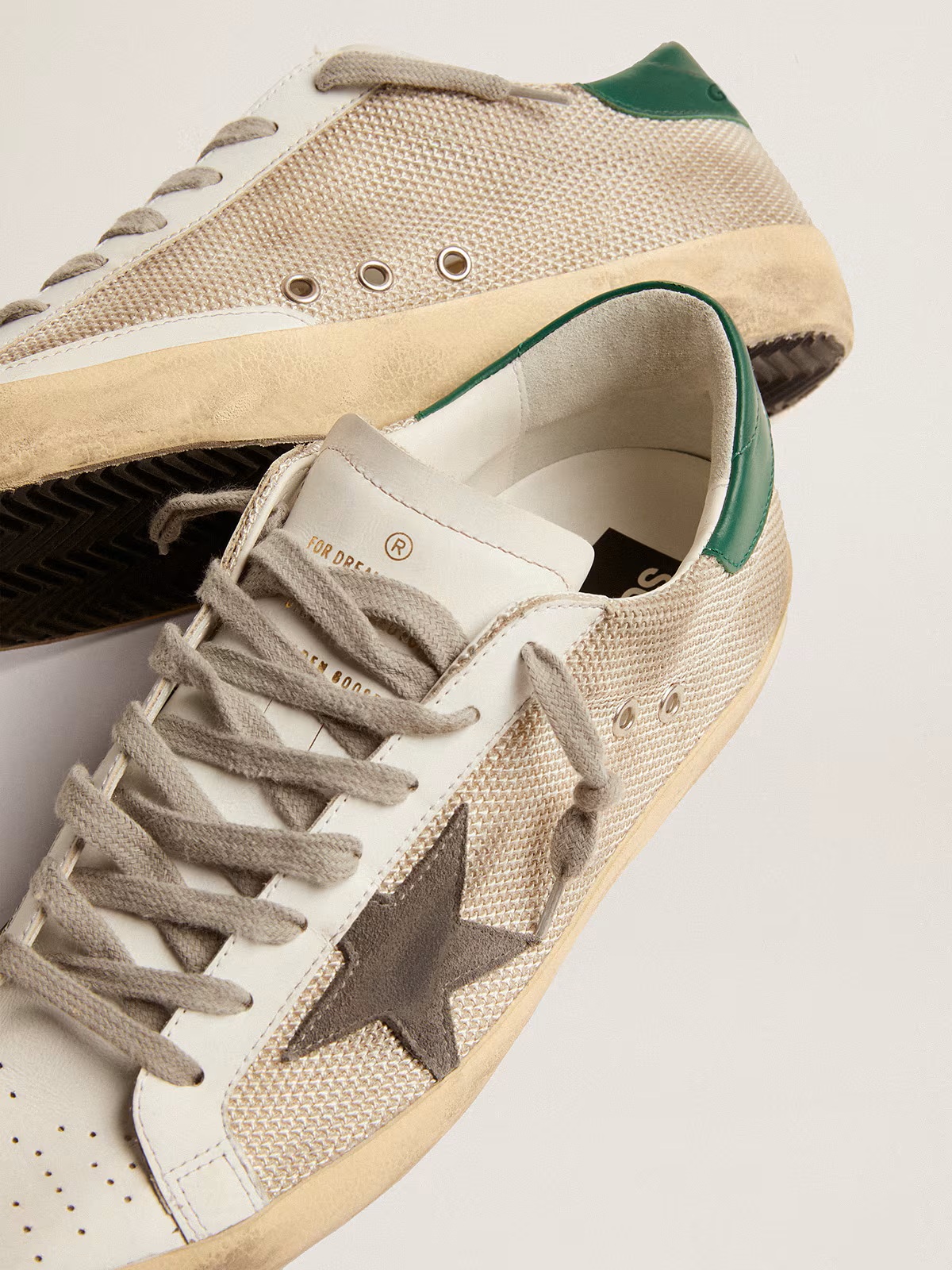 GOLDEN GOOSE Super-Star Net Grey Suede Star Green Heel
