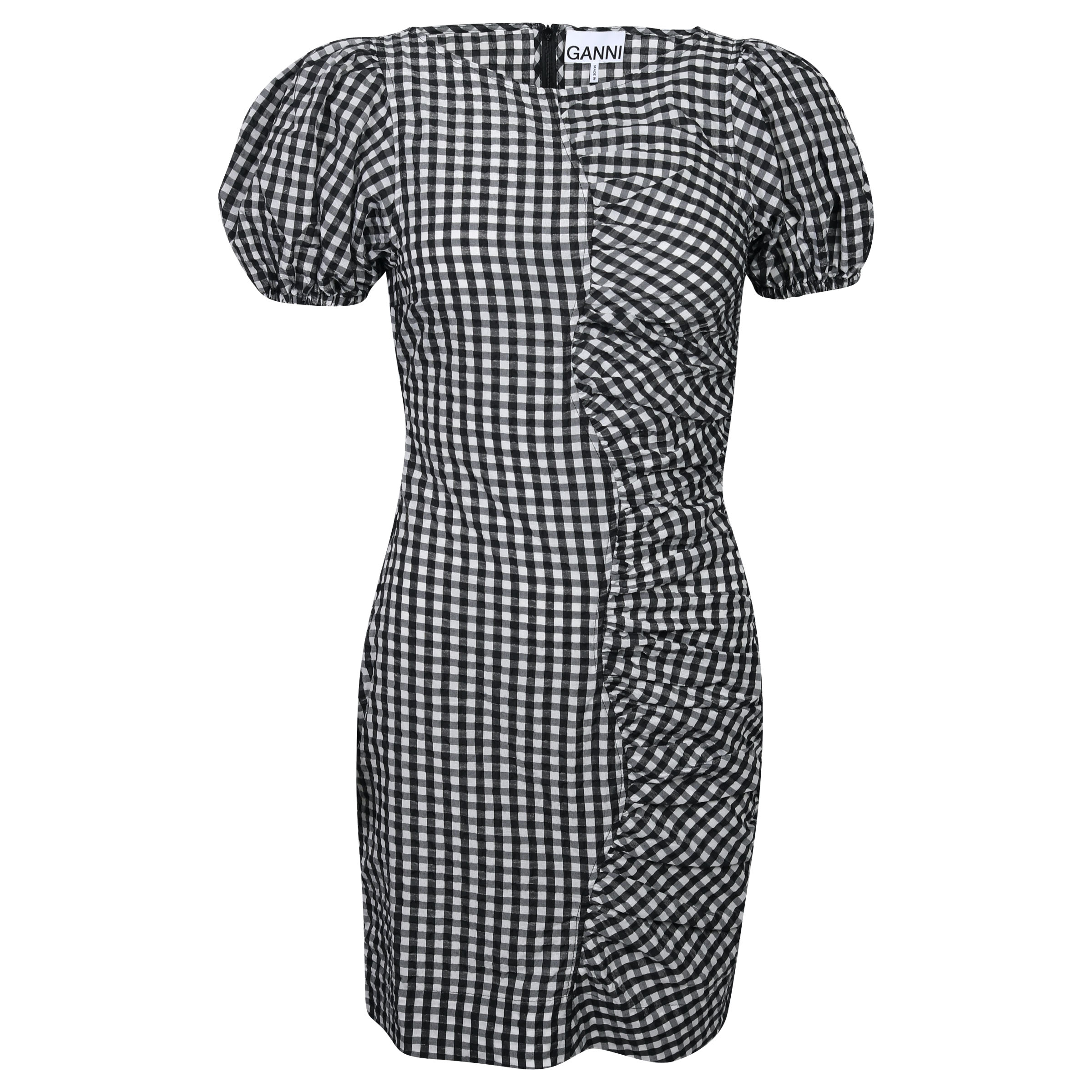 Ganni Seersucker Check Dress Black/White