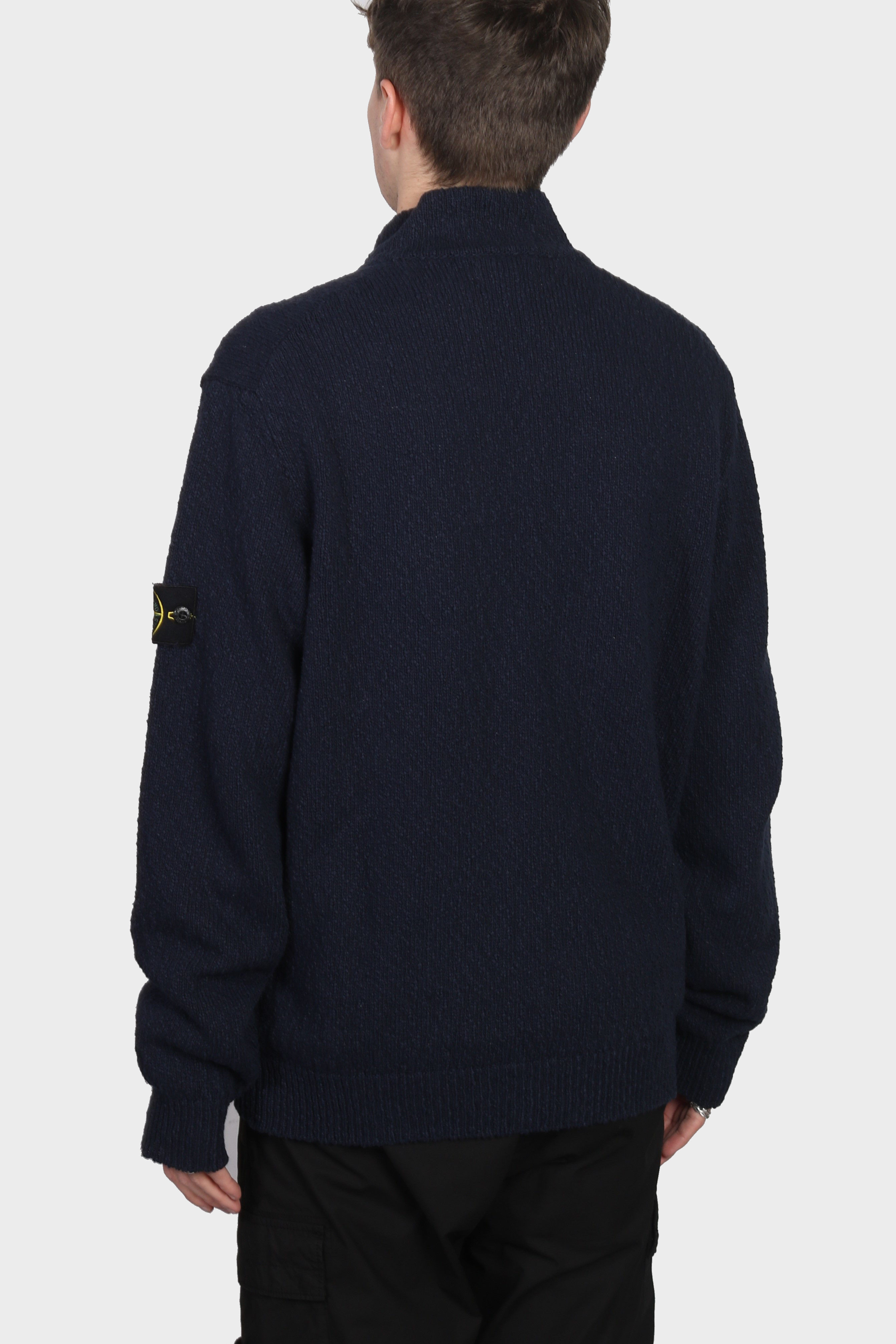 STONE ISLAND Summer Knit Half Zip Pullover in Navy 3XL