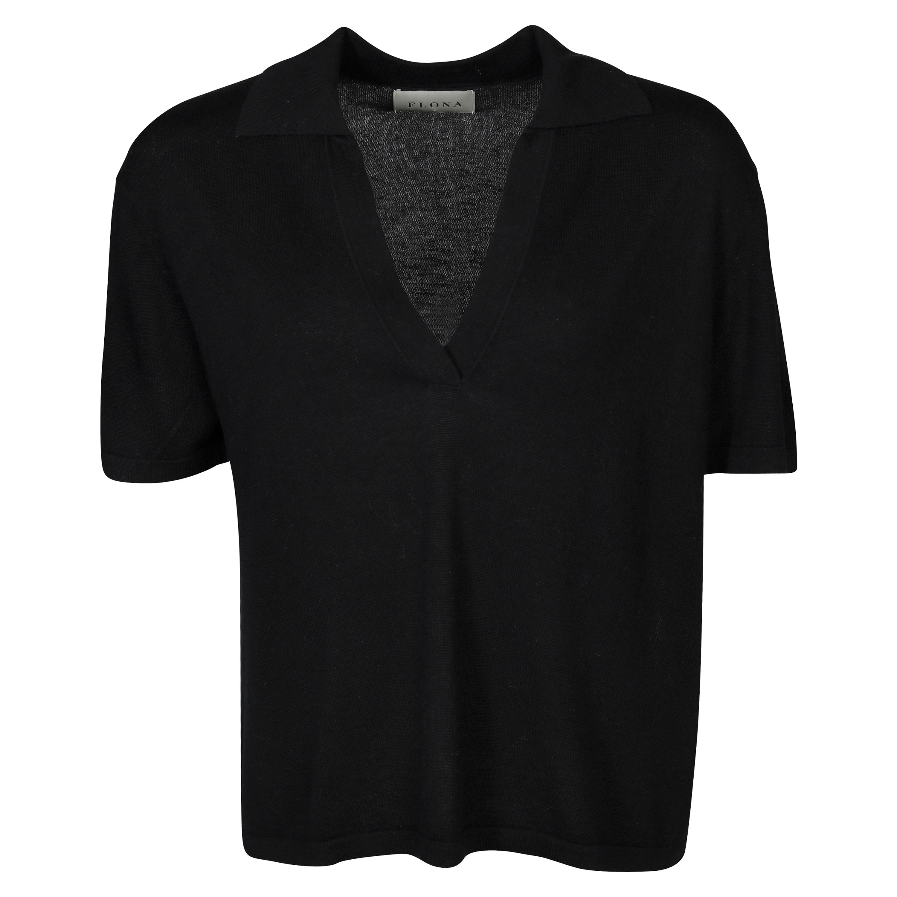 Flona Cashmere/Silk Polo in Black
