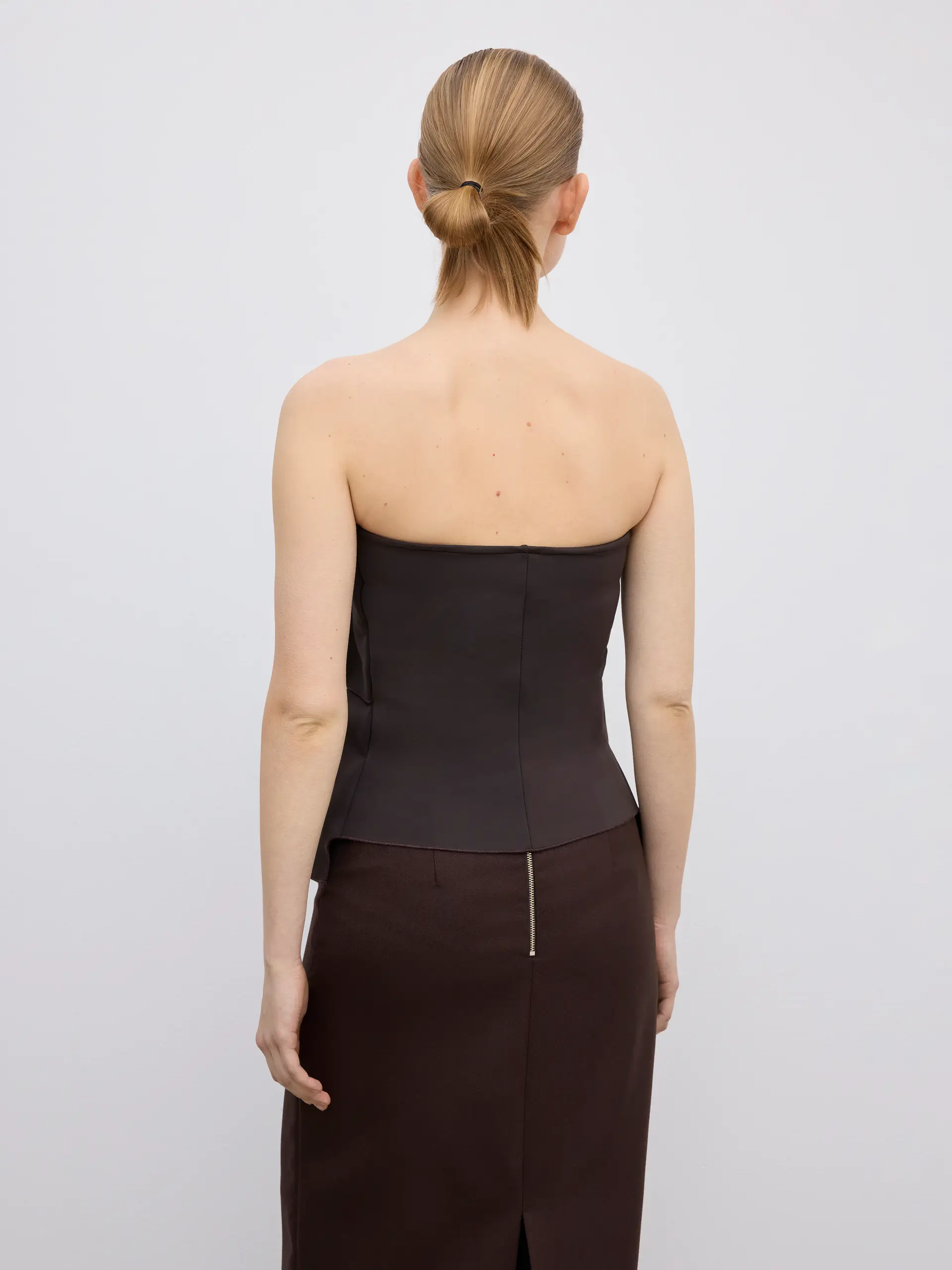 DAGMAR Sculpted Tube Top in Chocolate Brown